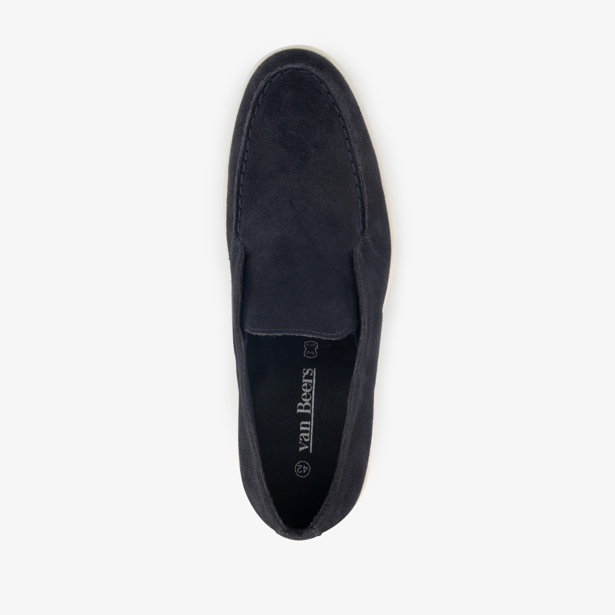 Van Beers suède heren instappers donkerblauw – foto 4