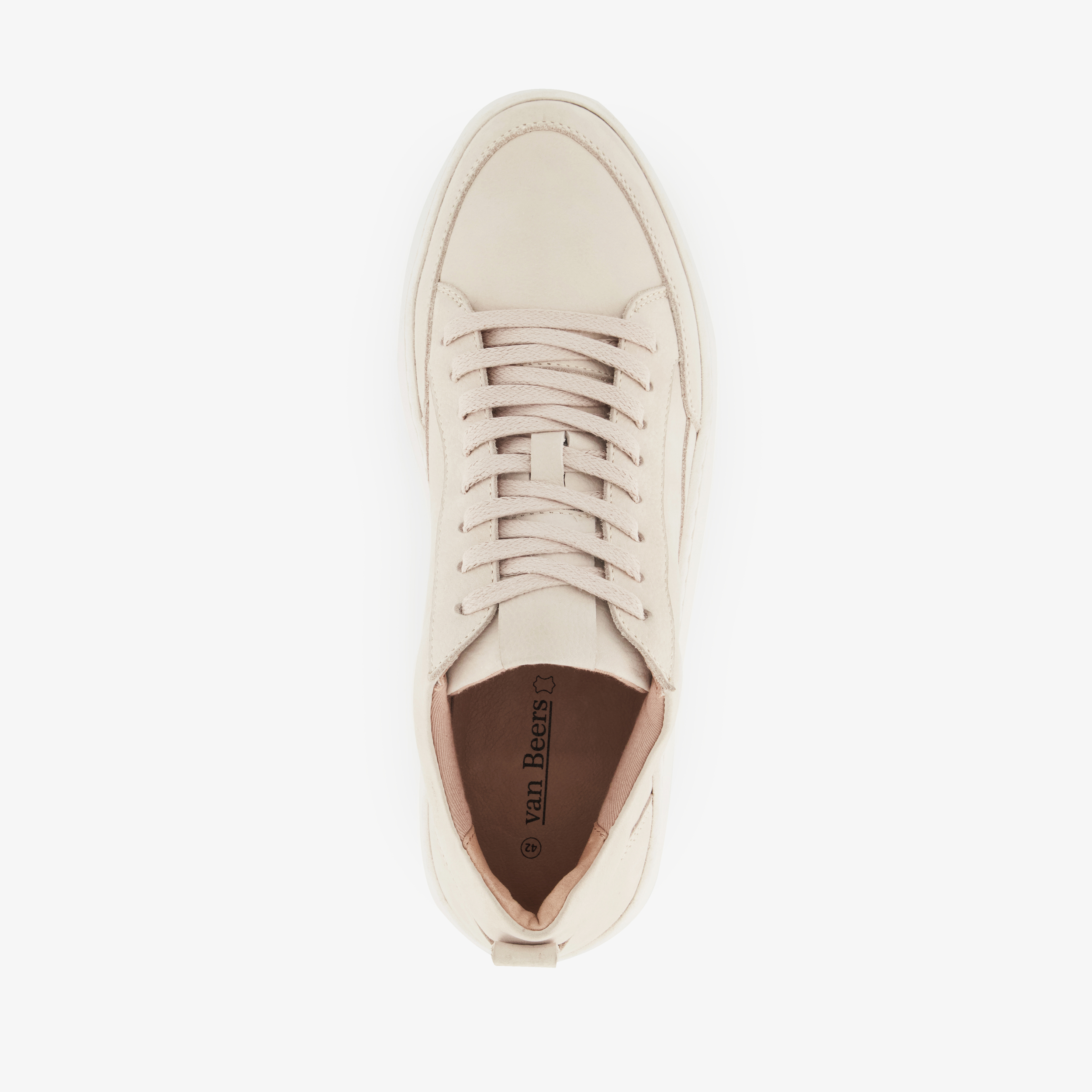 Van Beers leren heren sneakers beige – foto 4