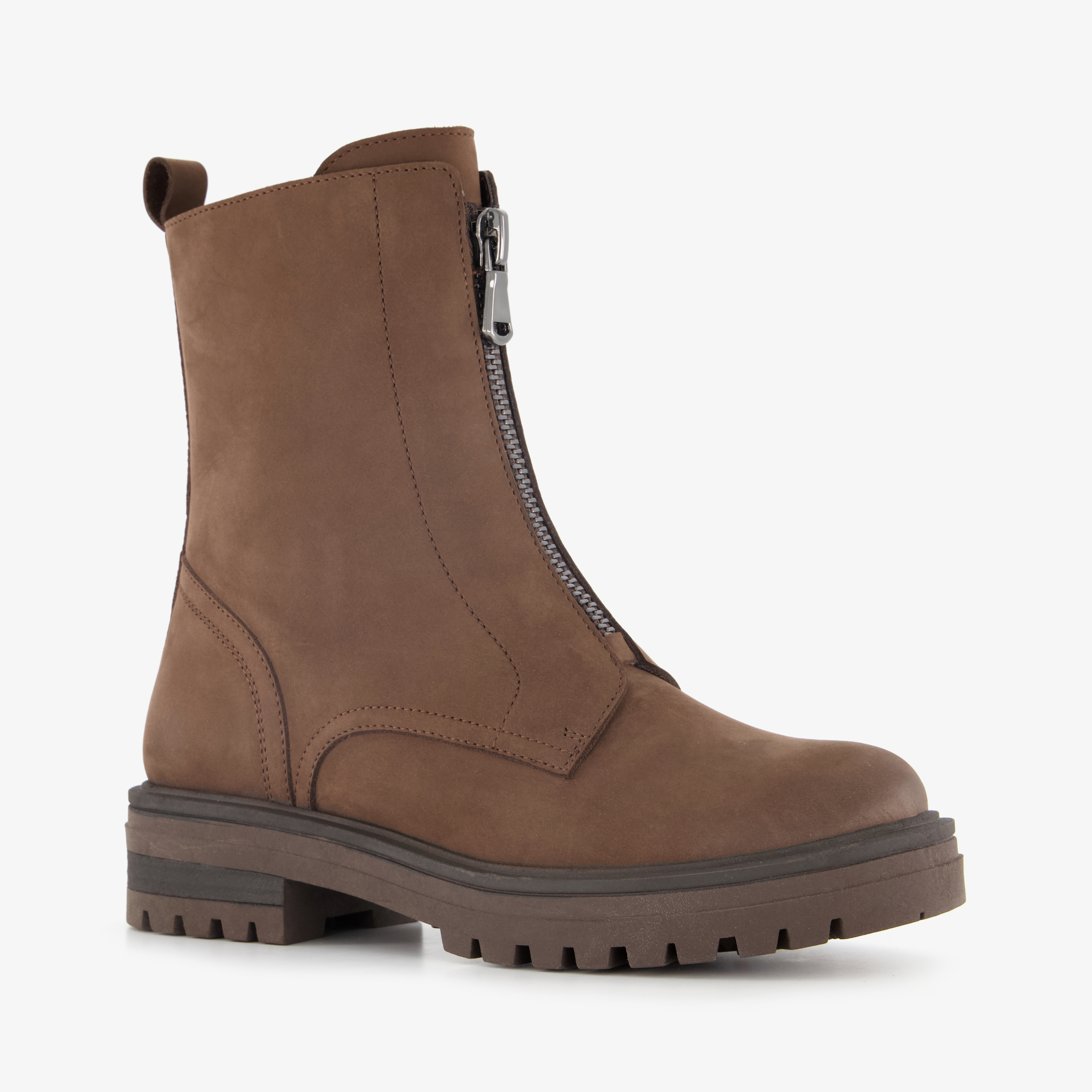 Harper leren dames boots met rits bruin enkellaarzen