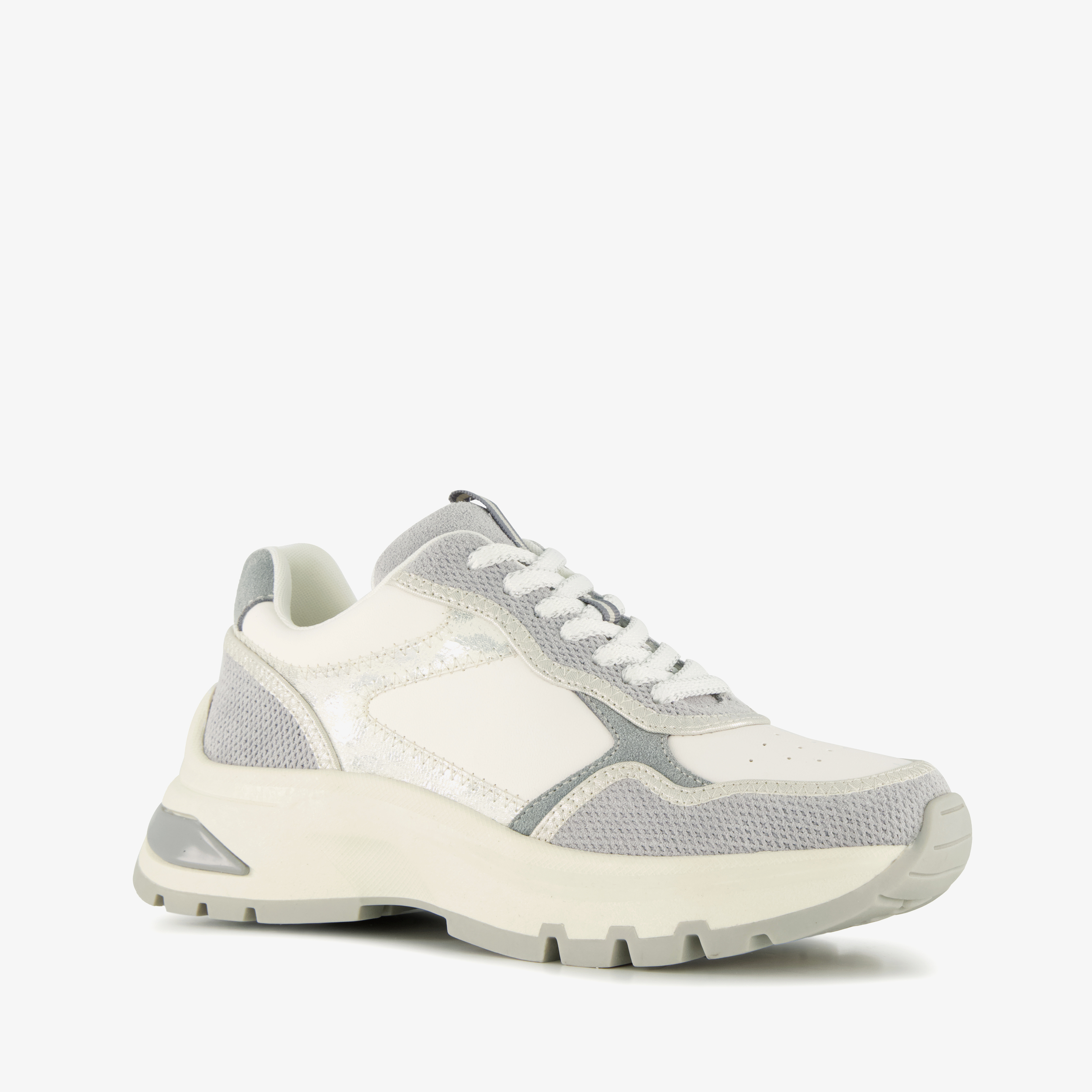 Harper leren dames sneakers met luipaardprint wit