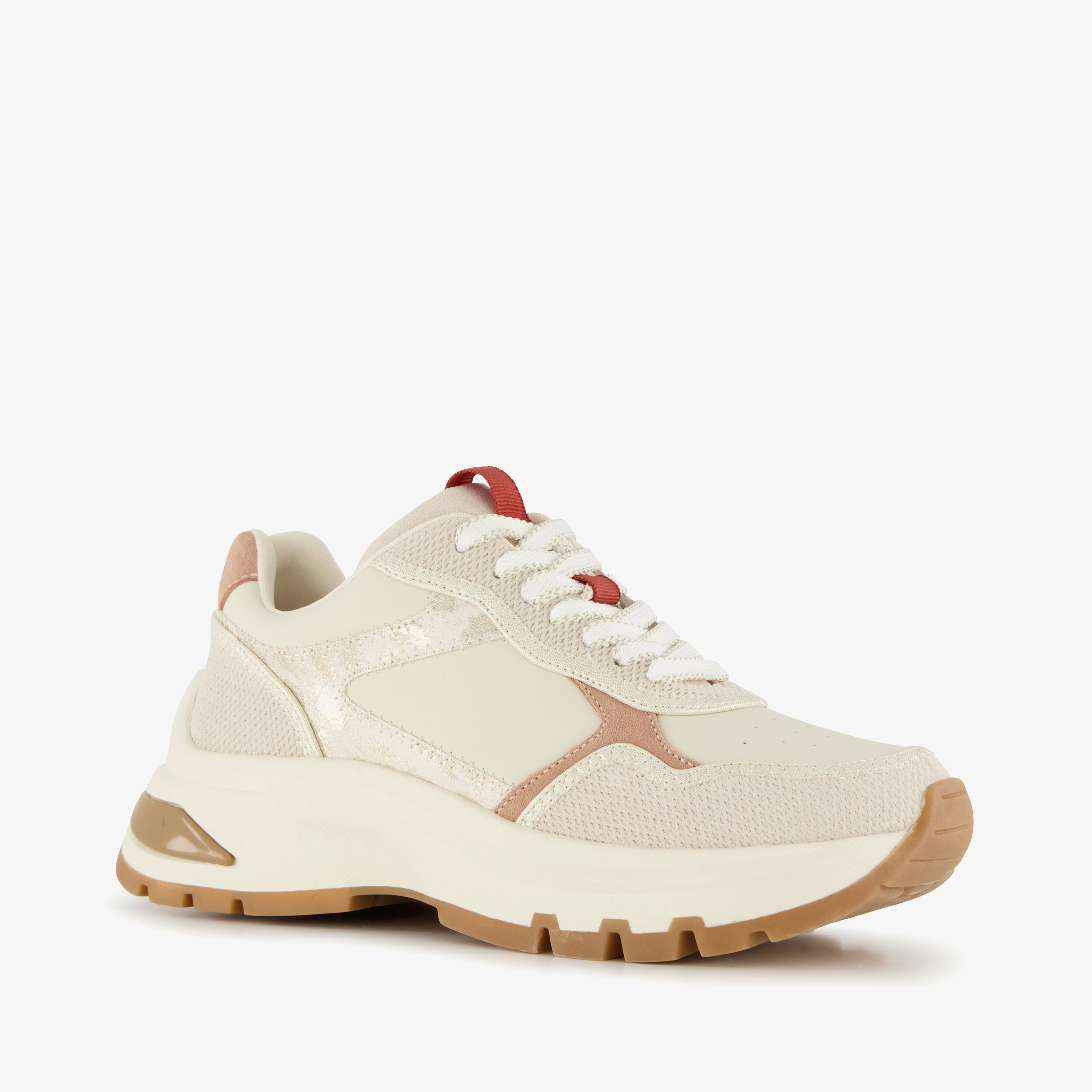 Harper leren dames sneakers met luipaardprint beige
