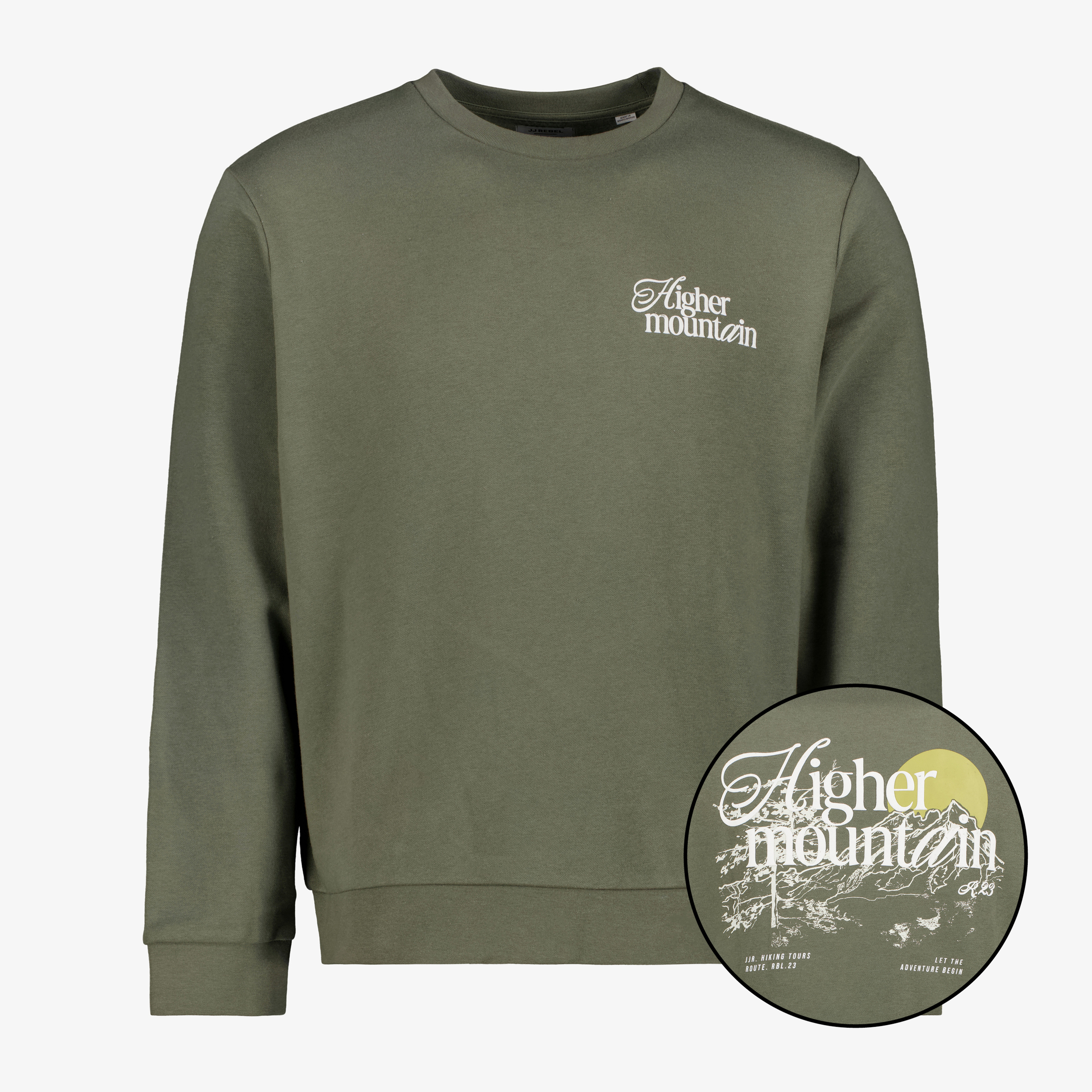 JJ REBEL heren sweater met backprint groen truien & vesten
