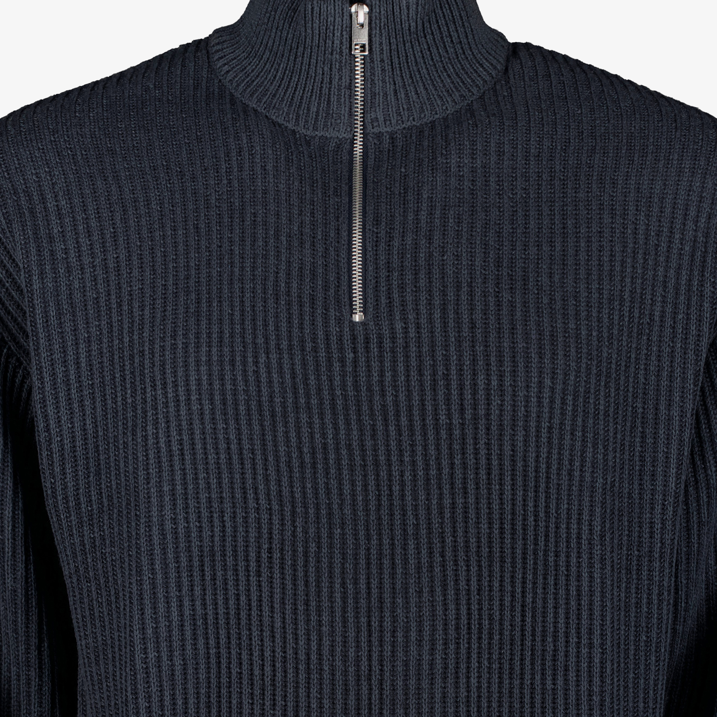 JJ REBEL ribgebreide heren trui met kraag donkerblauw truien & vesten – foto 2
