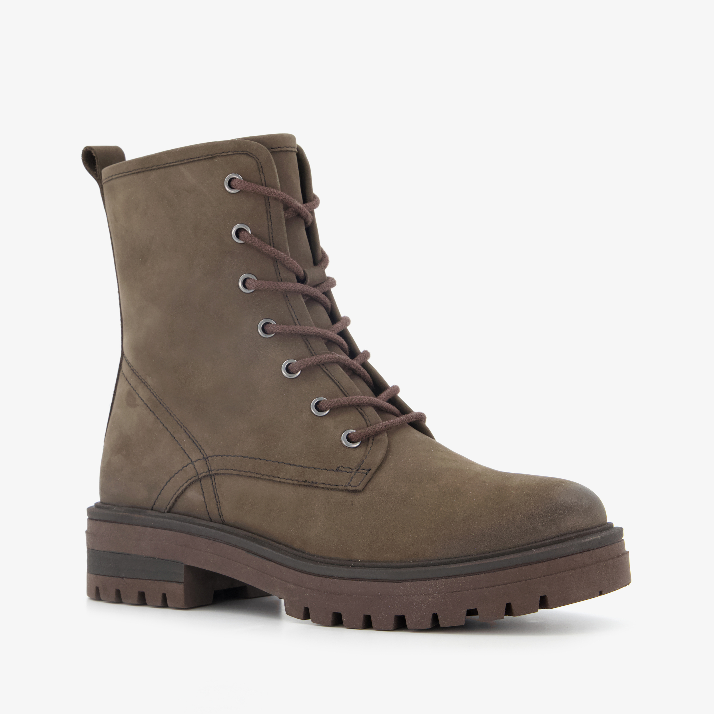 Harper leren dames veterboots donkerbruin laarzen