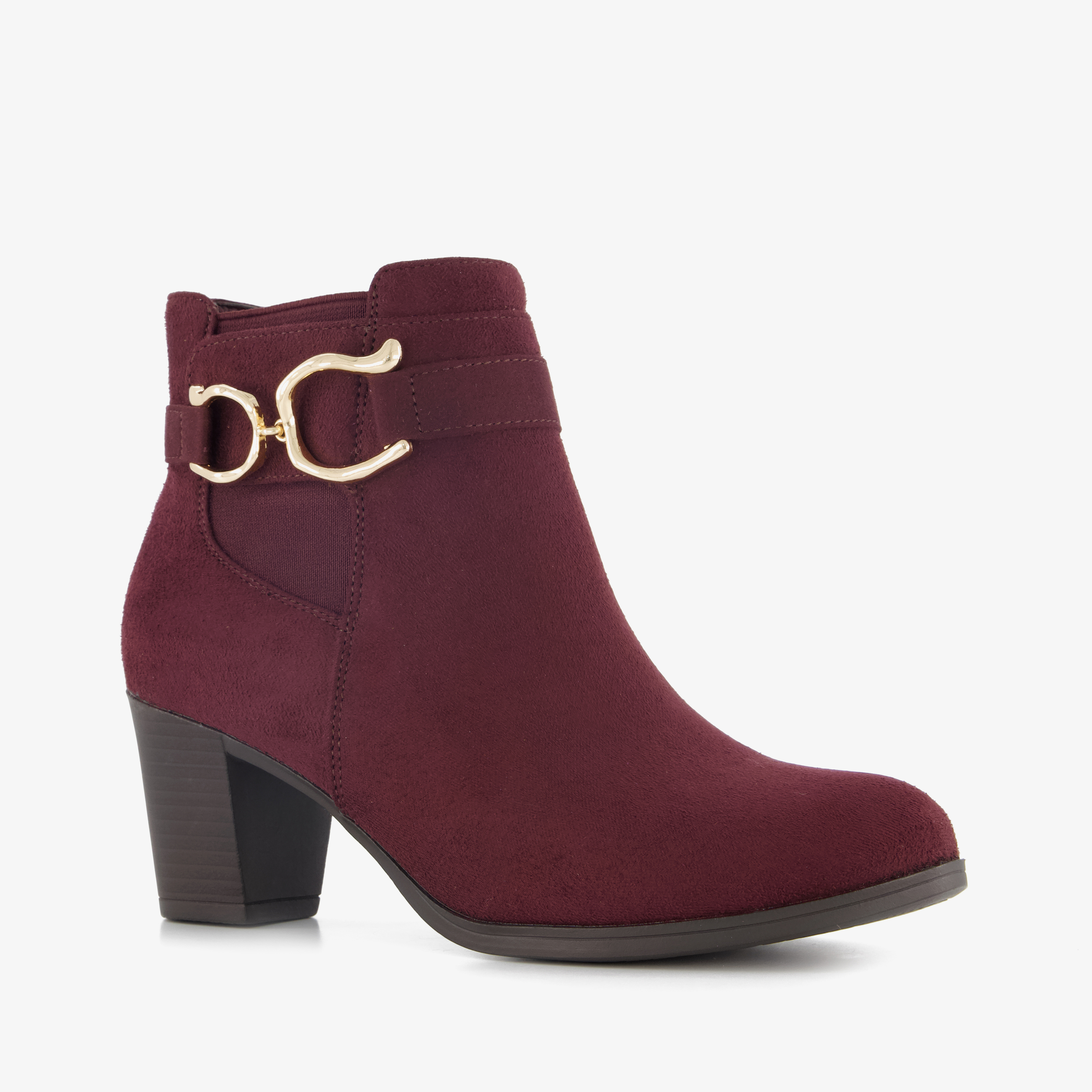 Blue Box dames enkellaarsjes met hak bordeaux rood