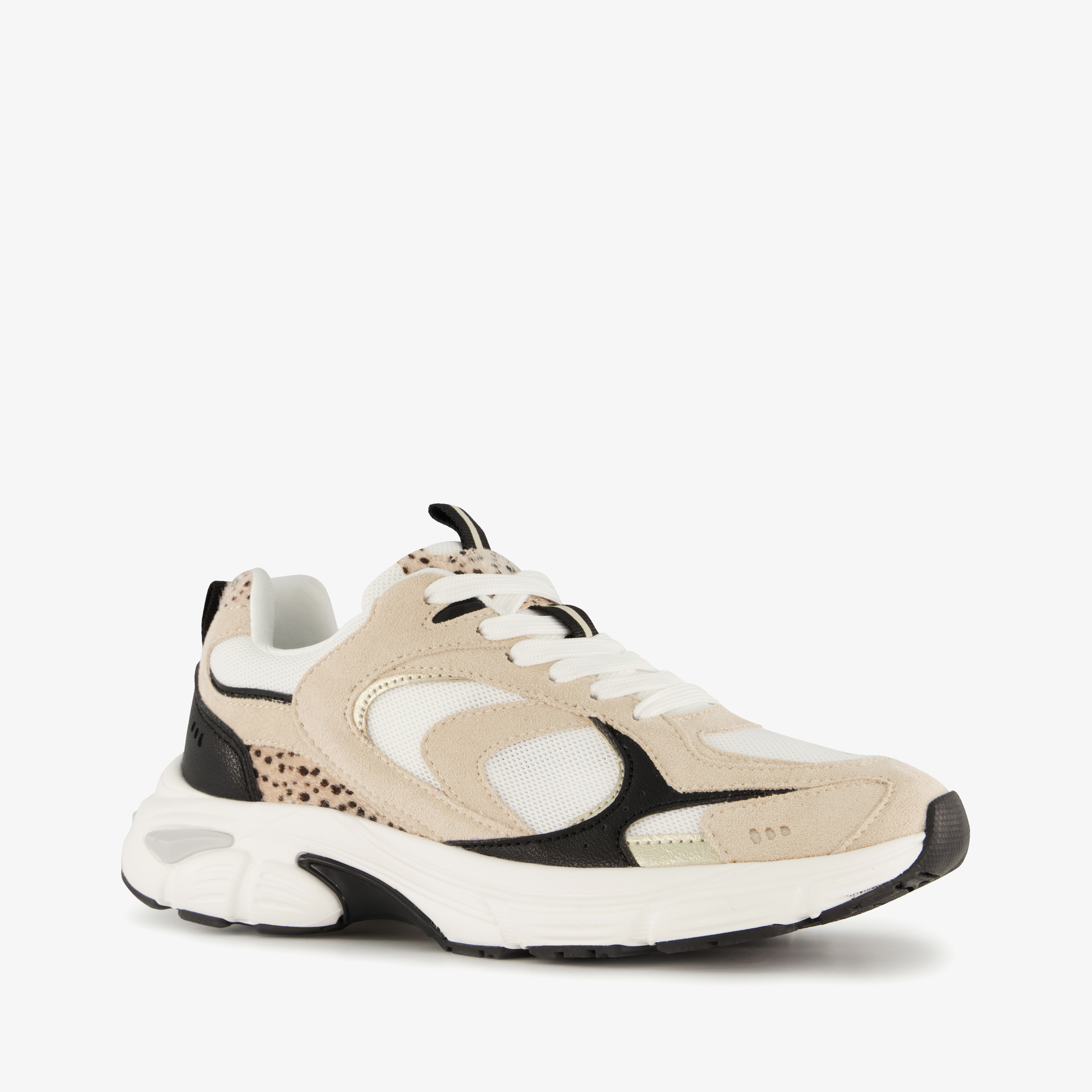 Blue Box dames dad sneakers luipaardprint beige