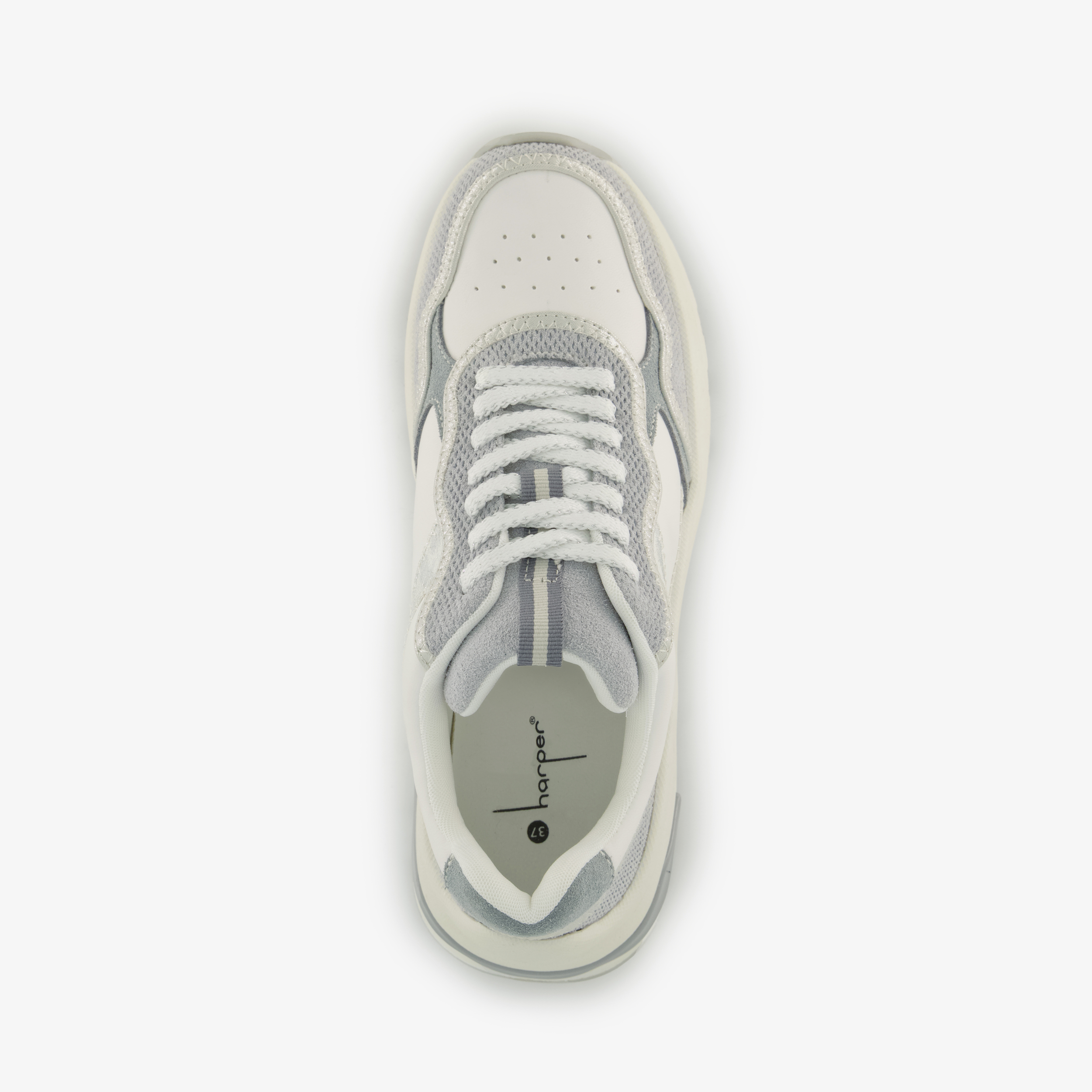 Harper leren dames sneakers met luipaardprint wit – foto 4
