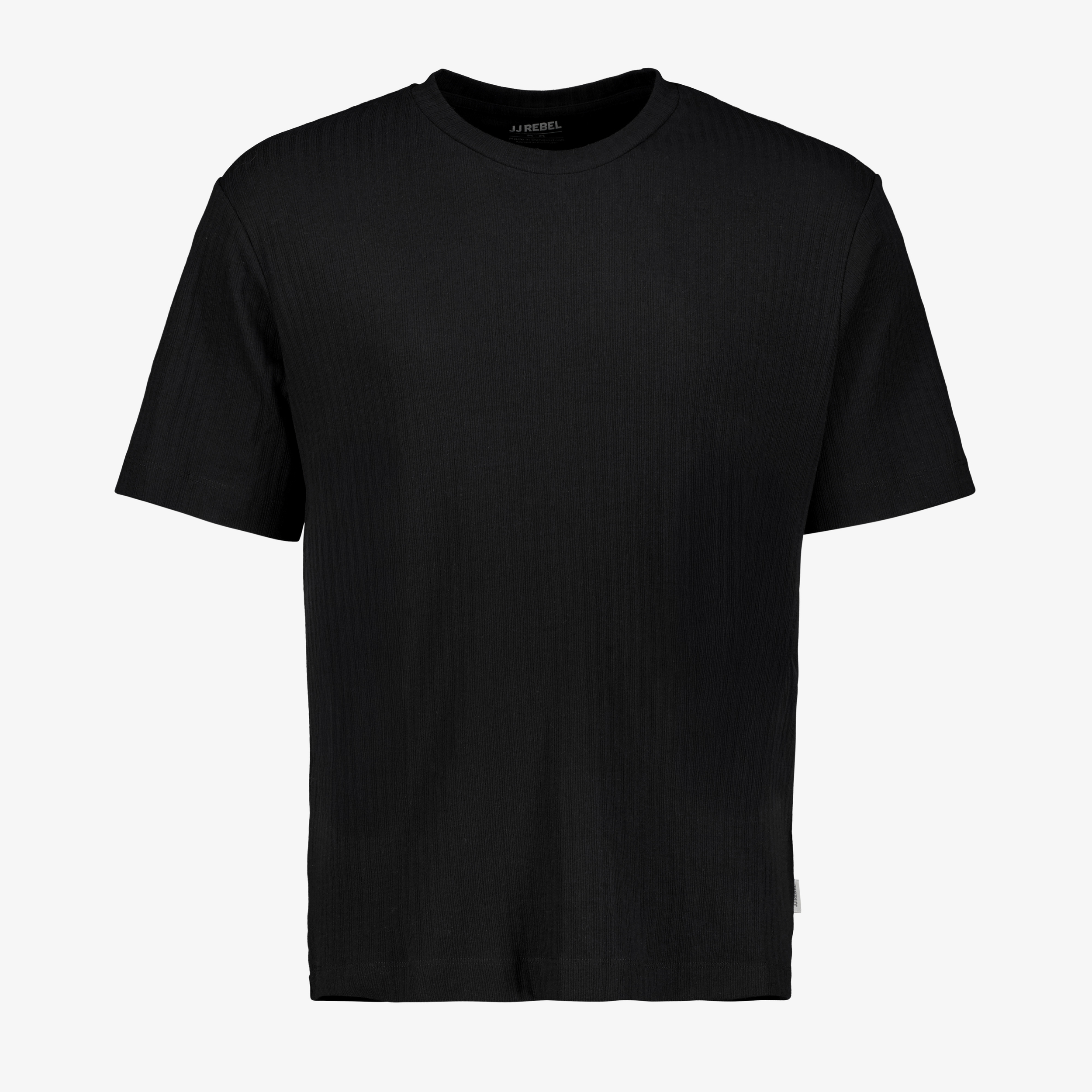 JJ REBEL heren T-shirt met ribstructuur zwart t-shirts & tops