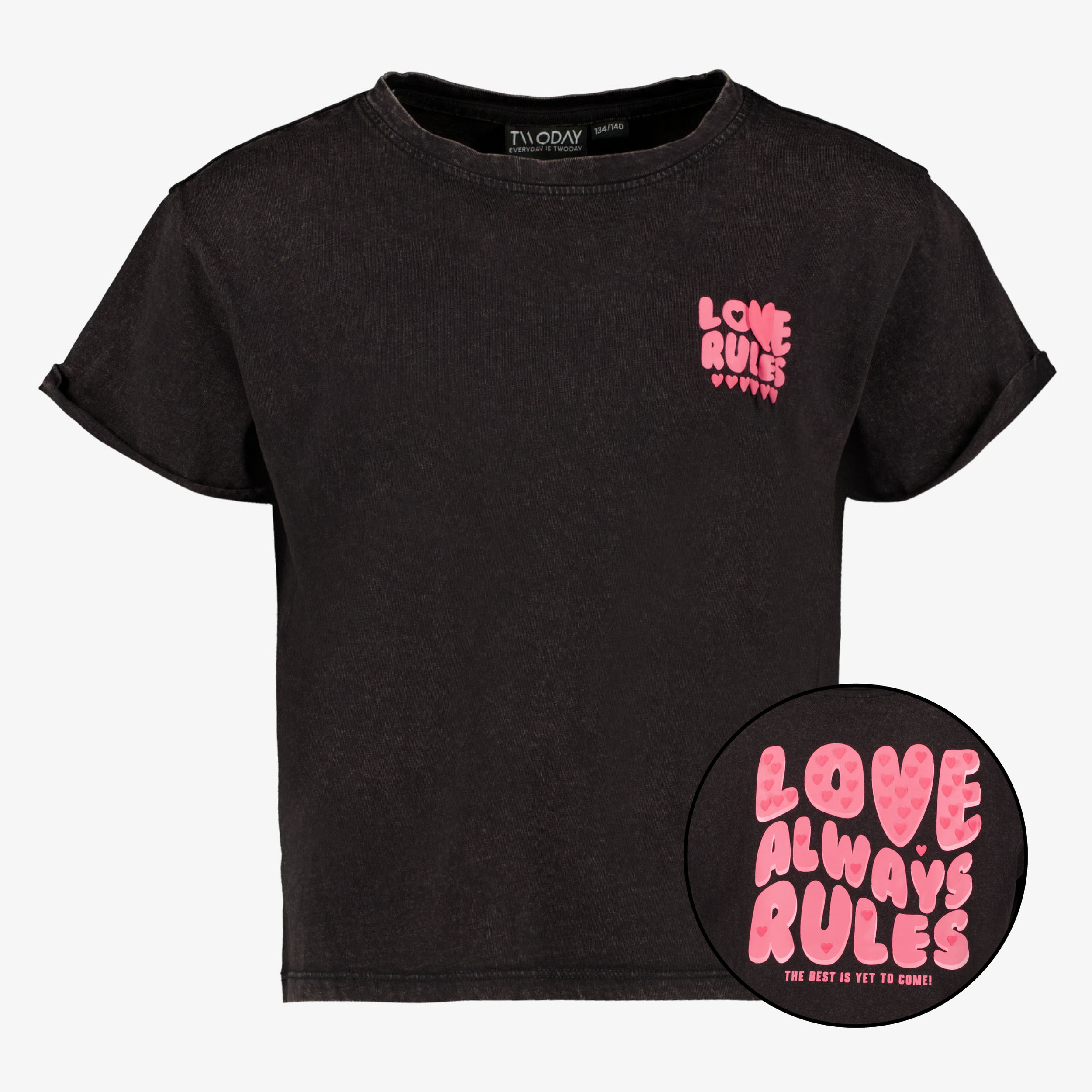 TwoDay meisjes T-shirt met backprint zwart