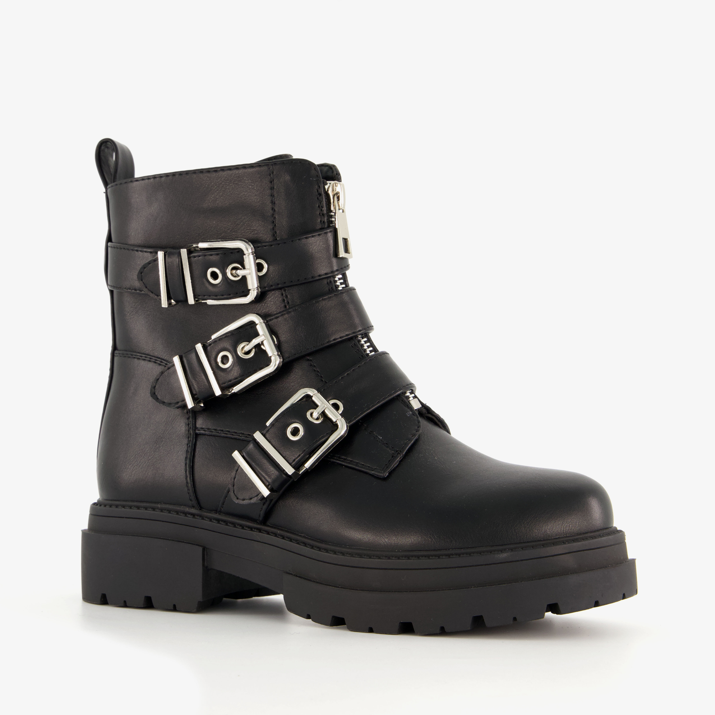 Blue Box dames biker boots zwart laarzen