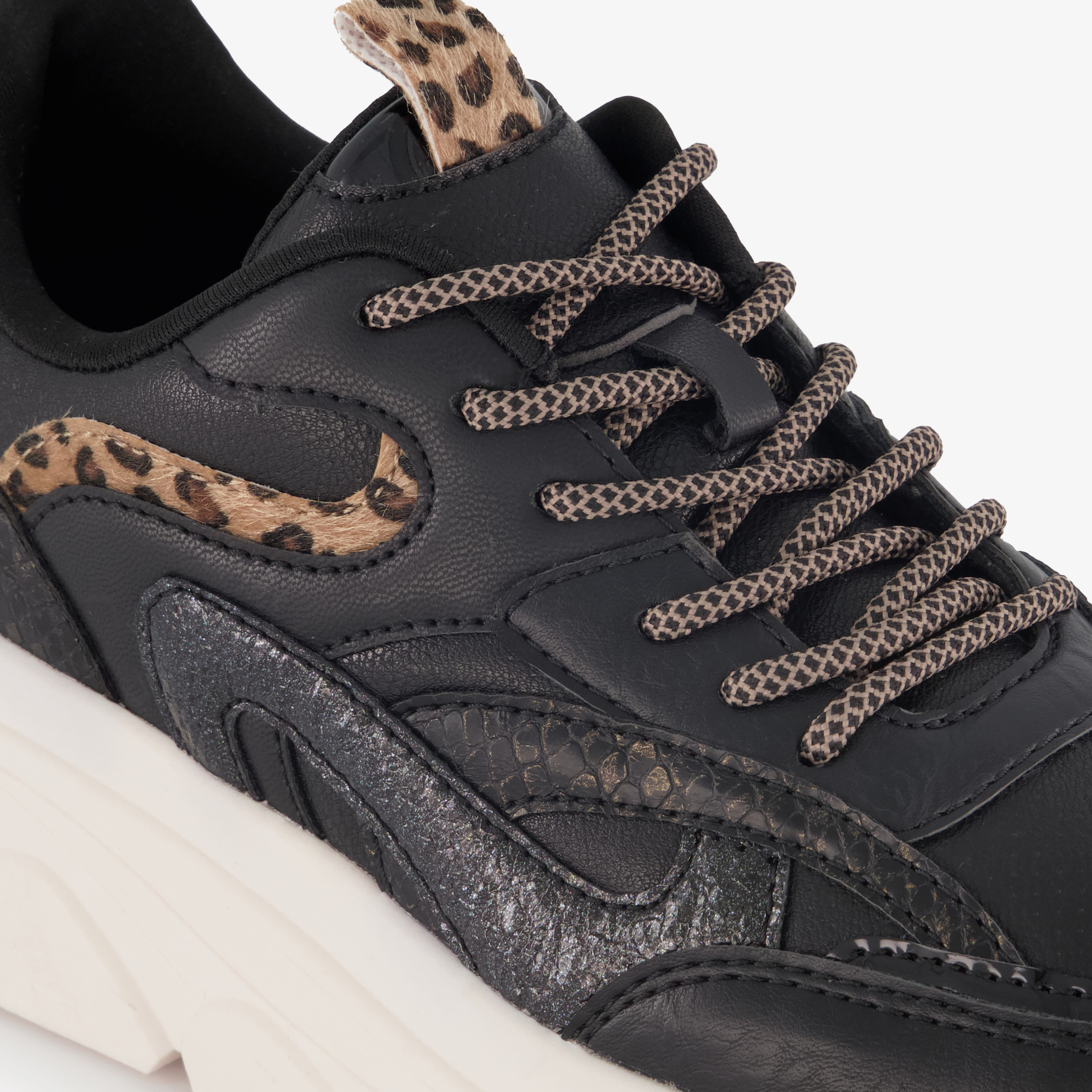 Blue Box dames dad sneakers met dierenprint zwart – foto 5