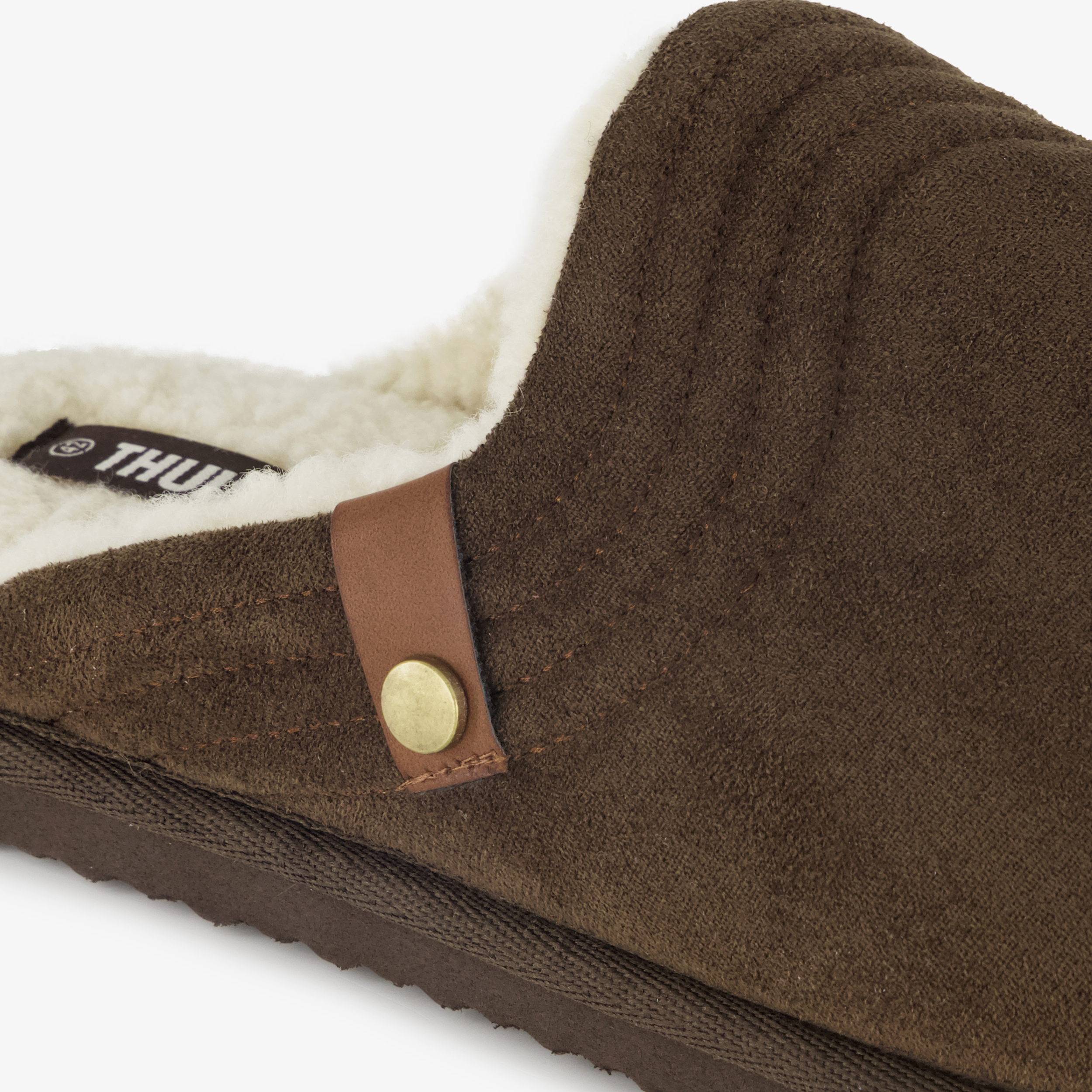 Thu!s heren instap pantoffels met teddy voering bruin – foto 5