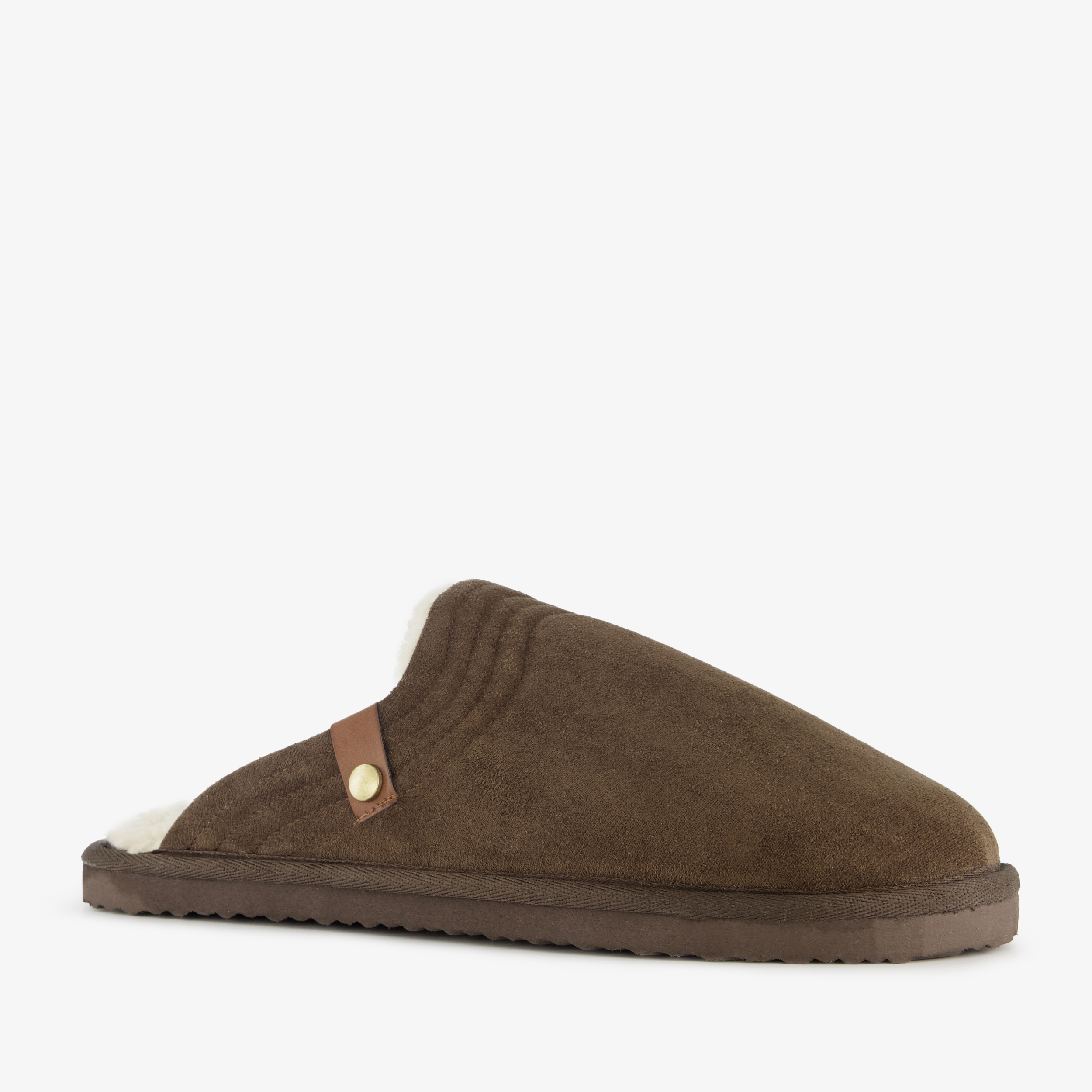 Thu!s heren instap pantoffels met teddy voering bruin