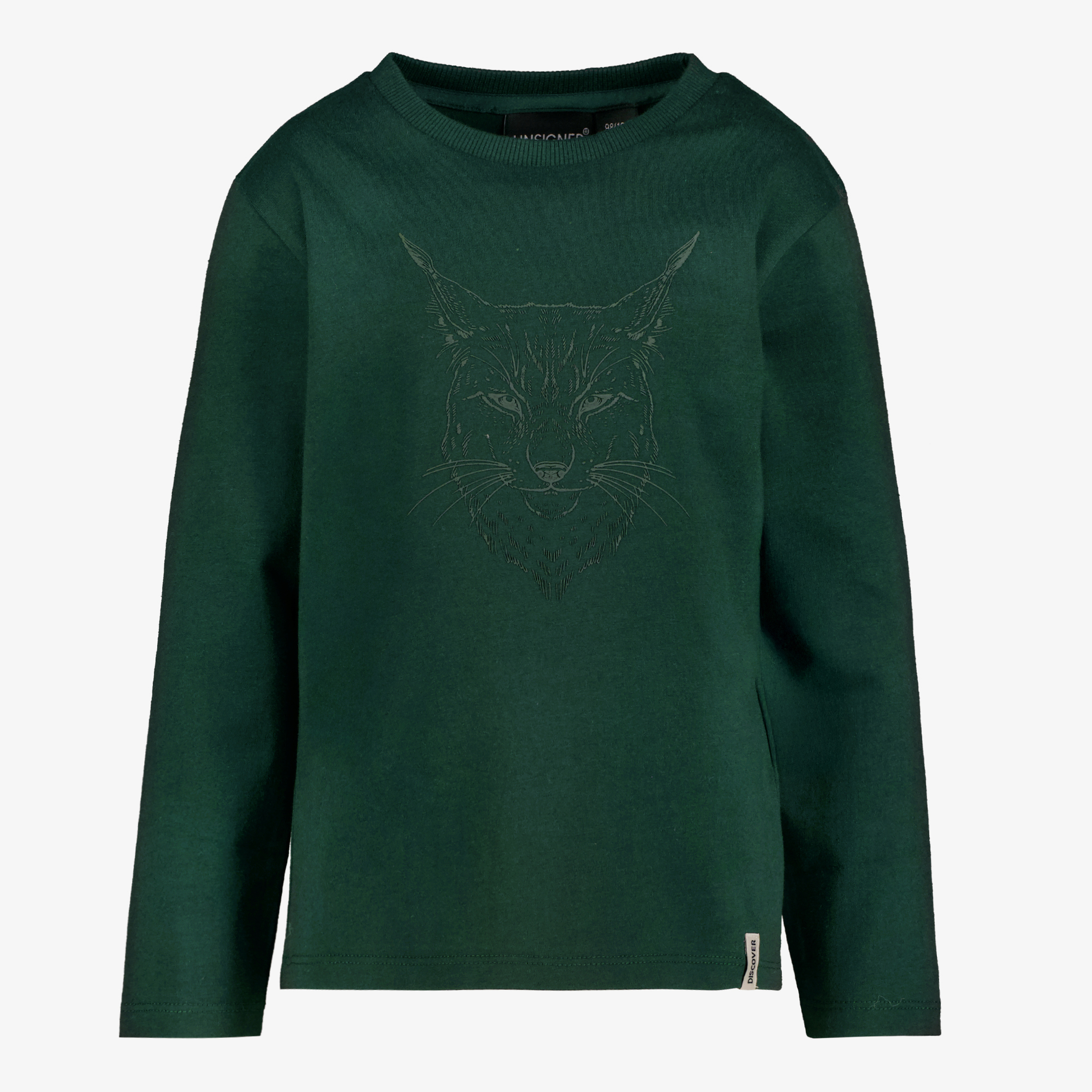 Unsigned jongens shirt met lange mouwen en lynx opdruk groen t-shirts & tops