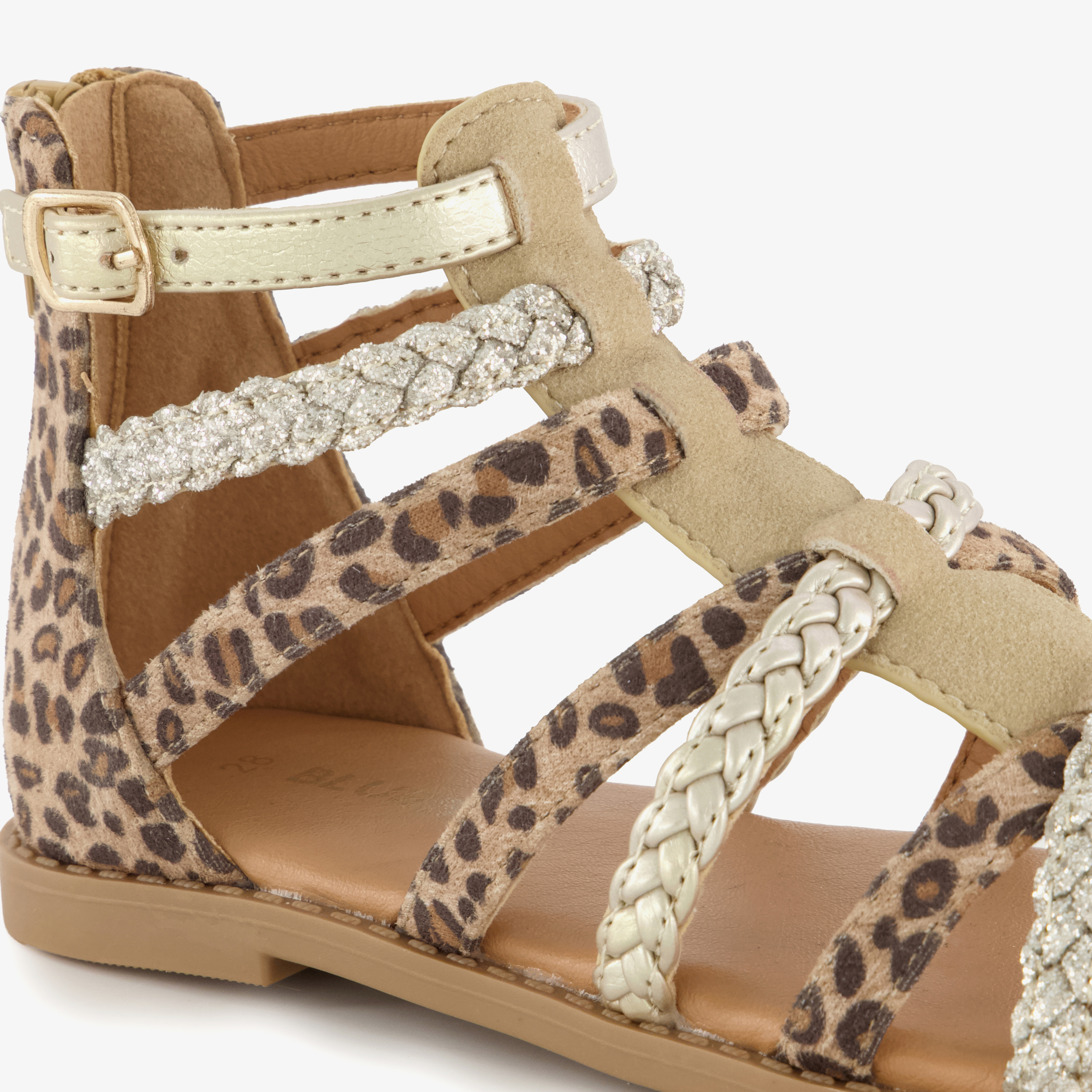 Blue Bos meisjes sandalen met panterprint en glitters bruin – foto 5