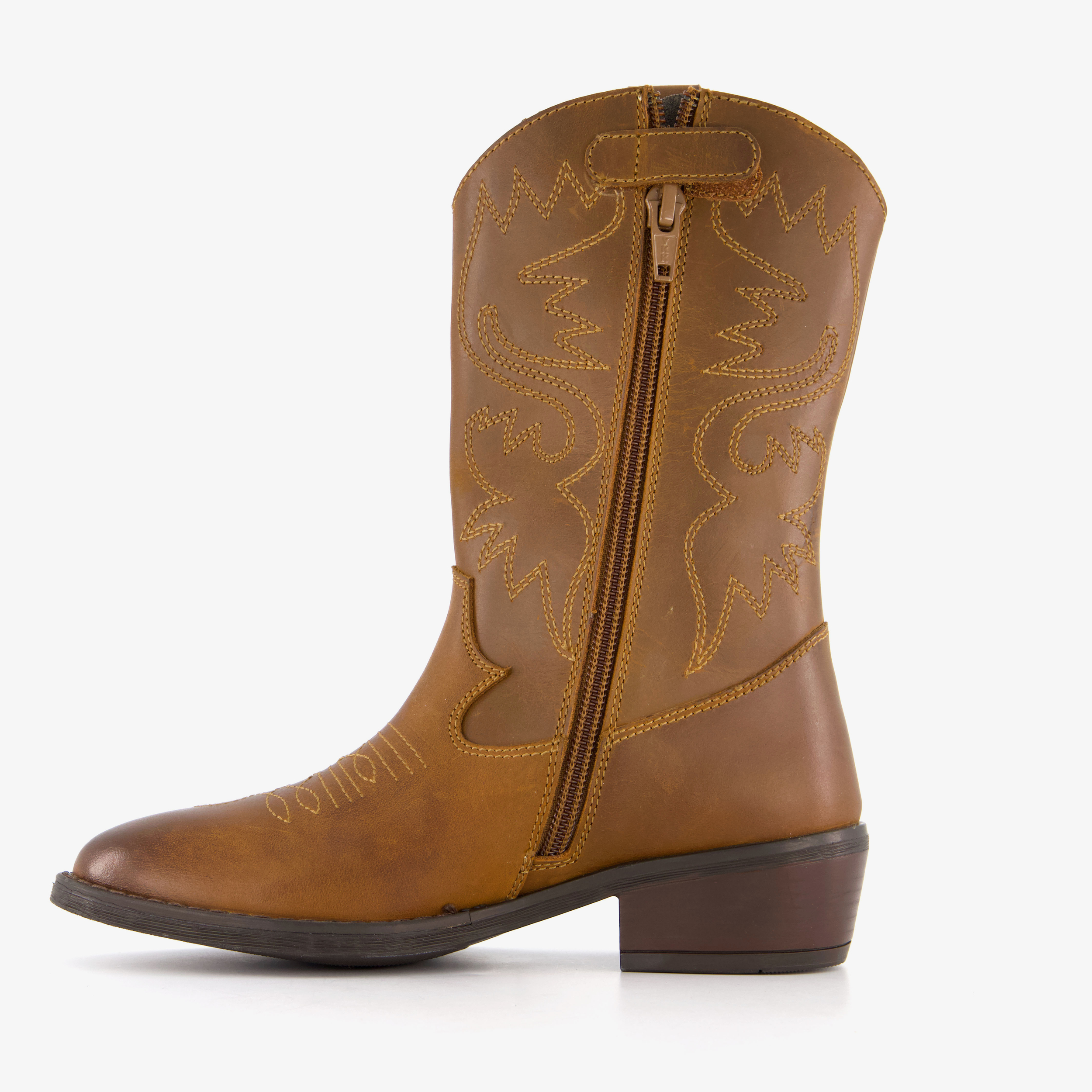 Groot leren meisjes cowboylaarzen cognac bruin