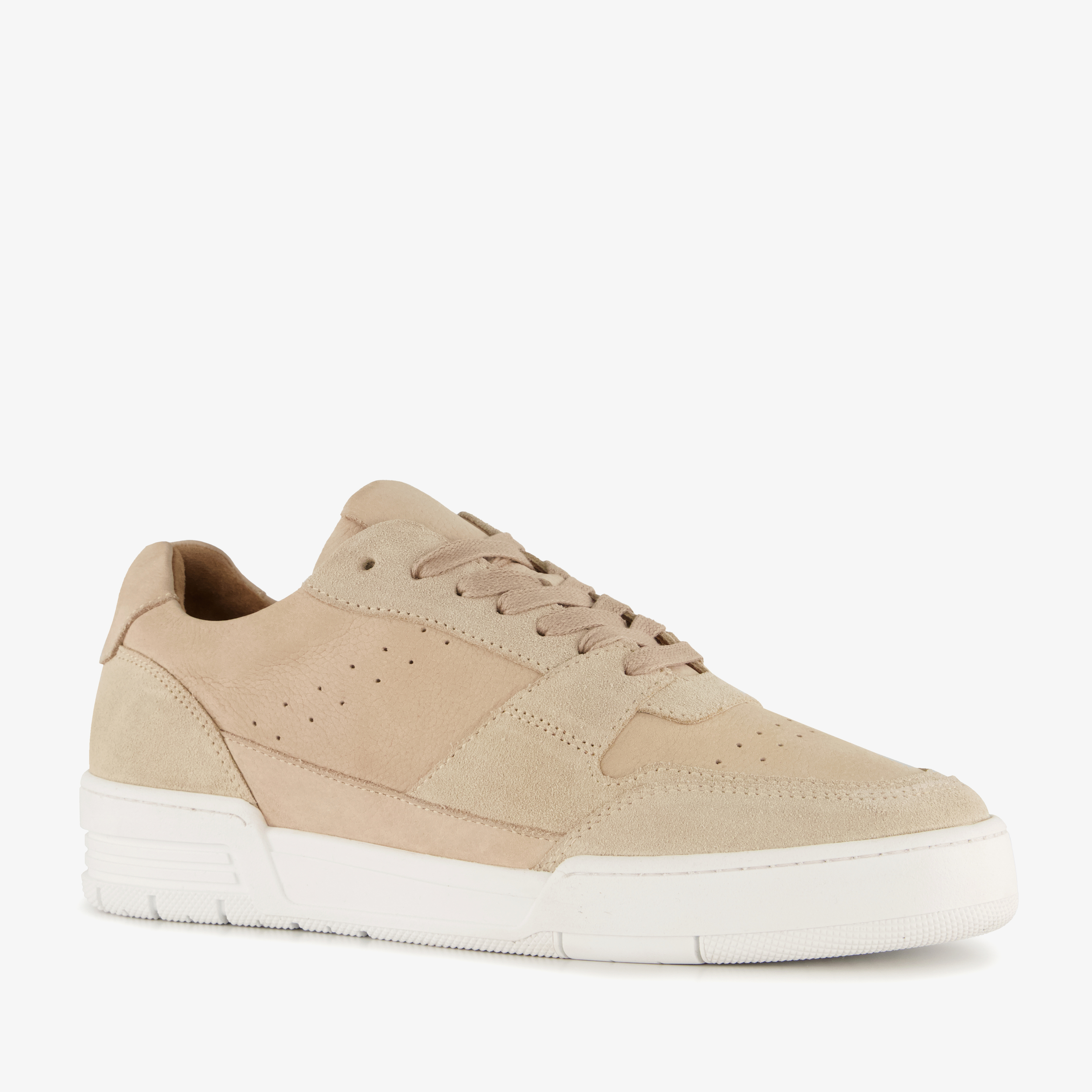 Van Beers leren heren sneakers beige wit