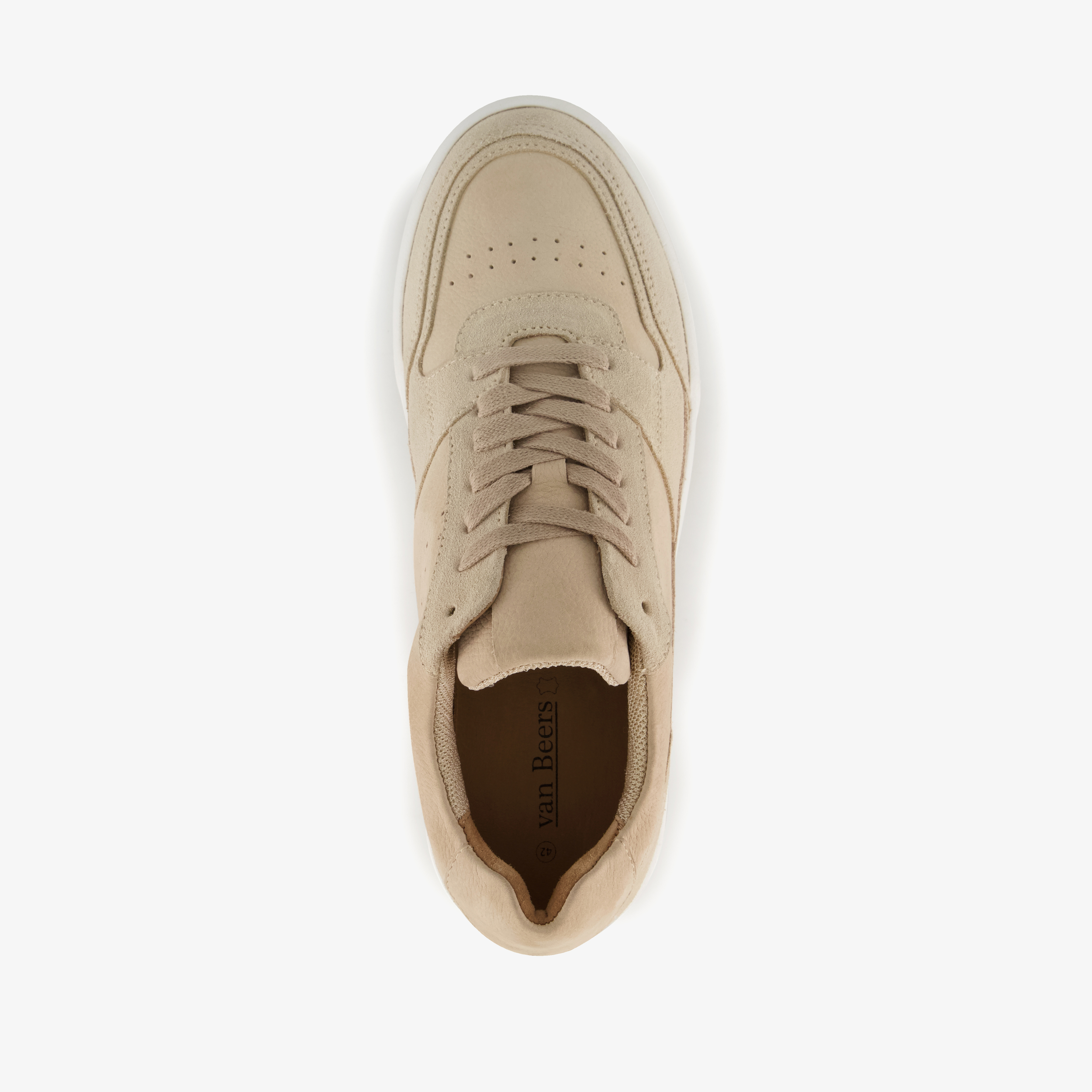 Van Beers leren heren sneakers beige wit – foto 4