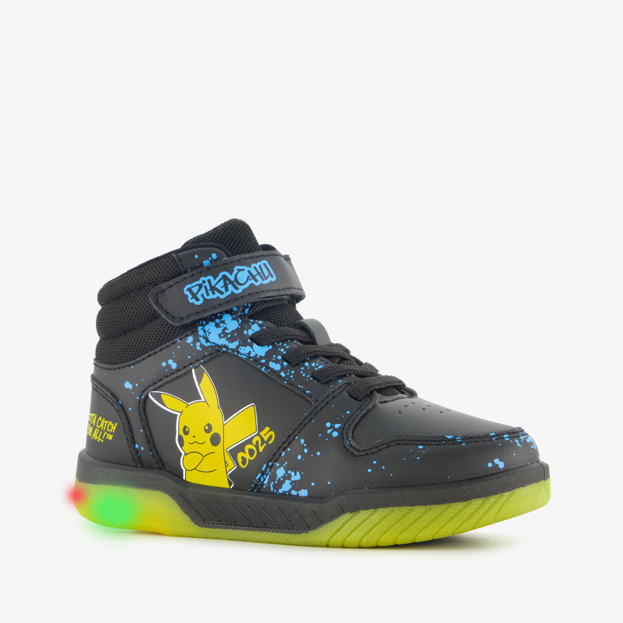 Pokemon hoge jongens sneakers met lichtjes zwart geel