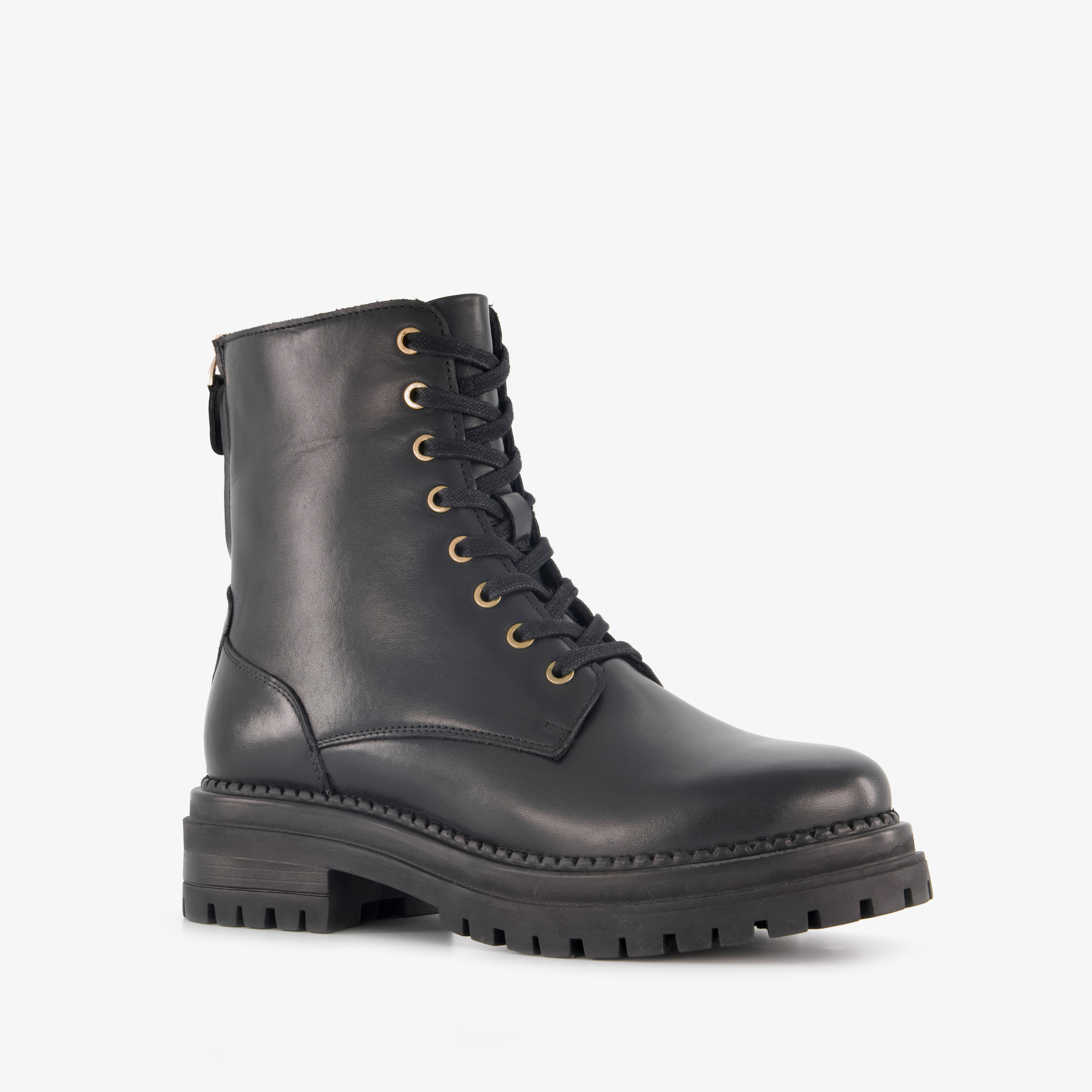 Harper leren dames veterboots met rits zwart laarzen