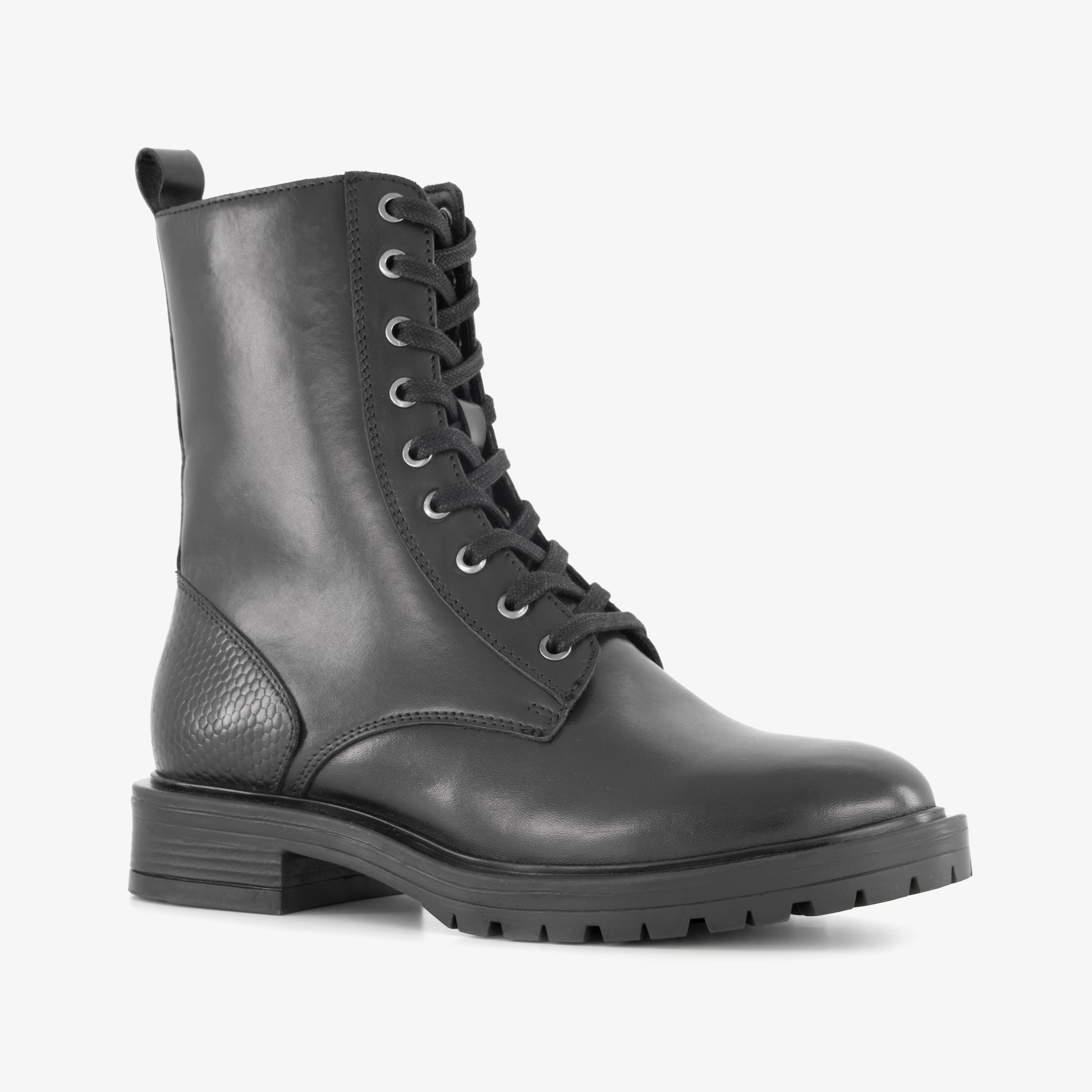 Harper leren dames veterboots zwart laarzen