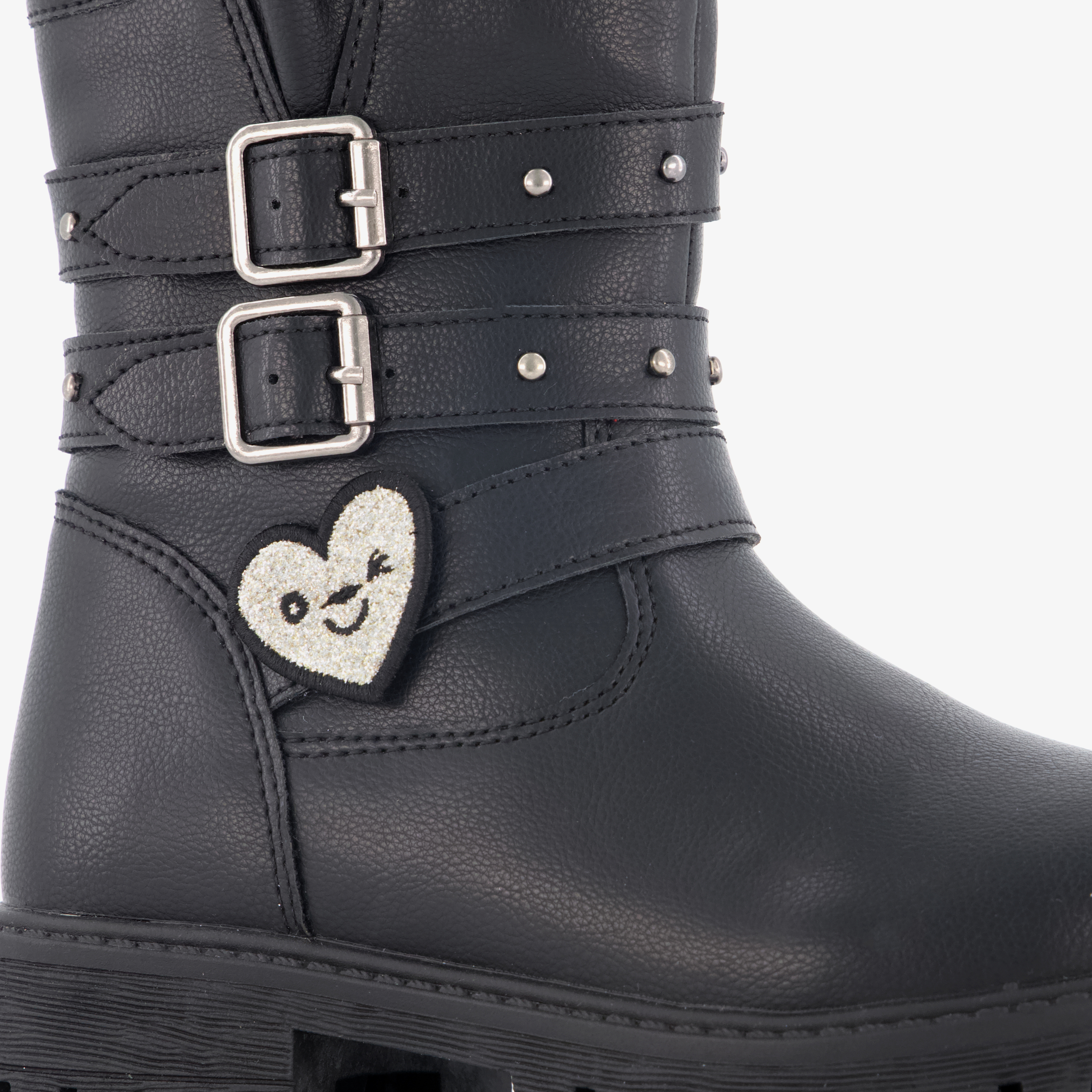 Blue Box meisjes biker boots met hartje zwart – foto 5