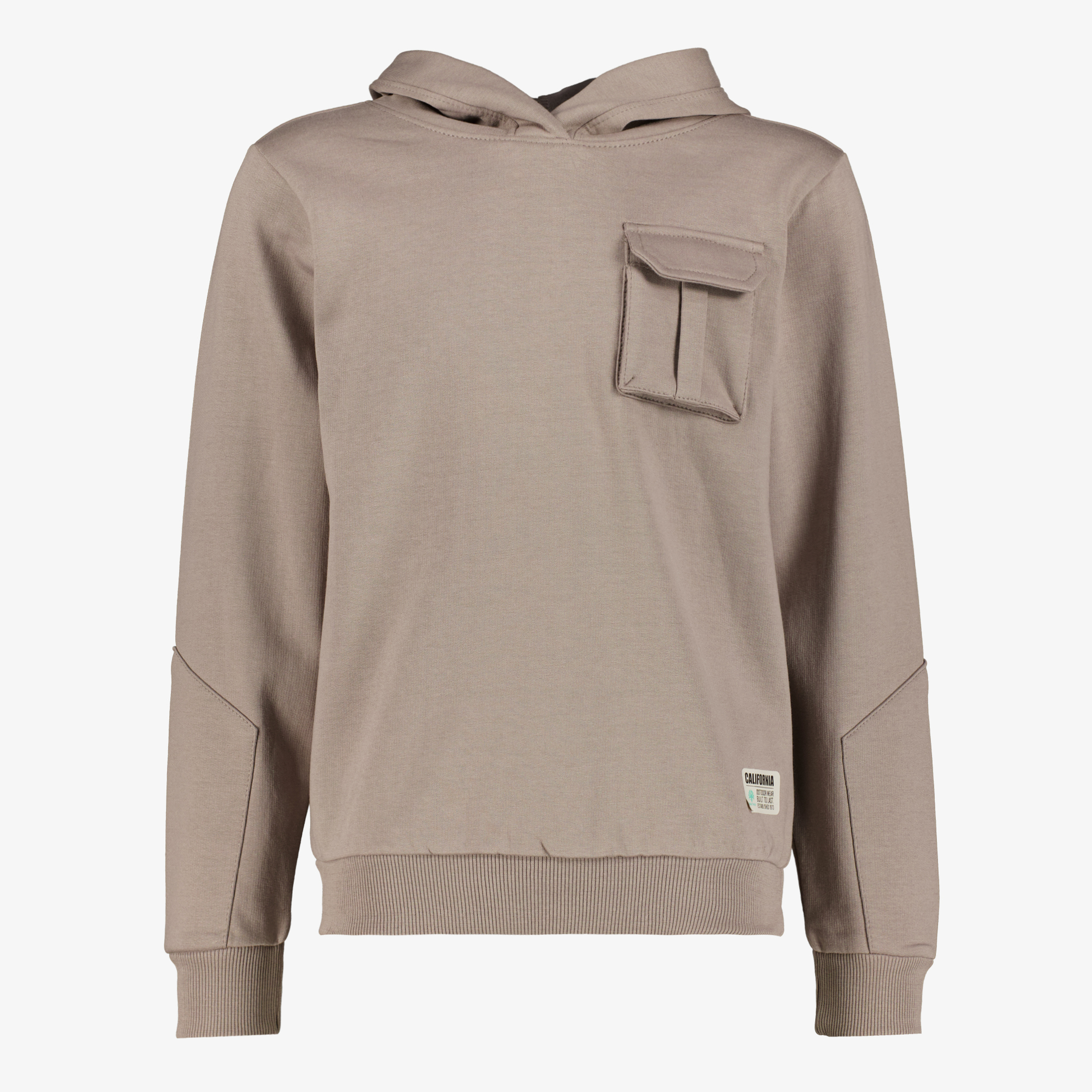 Unsigned jongens hoodie met borstzakje beige