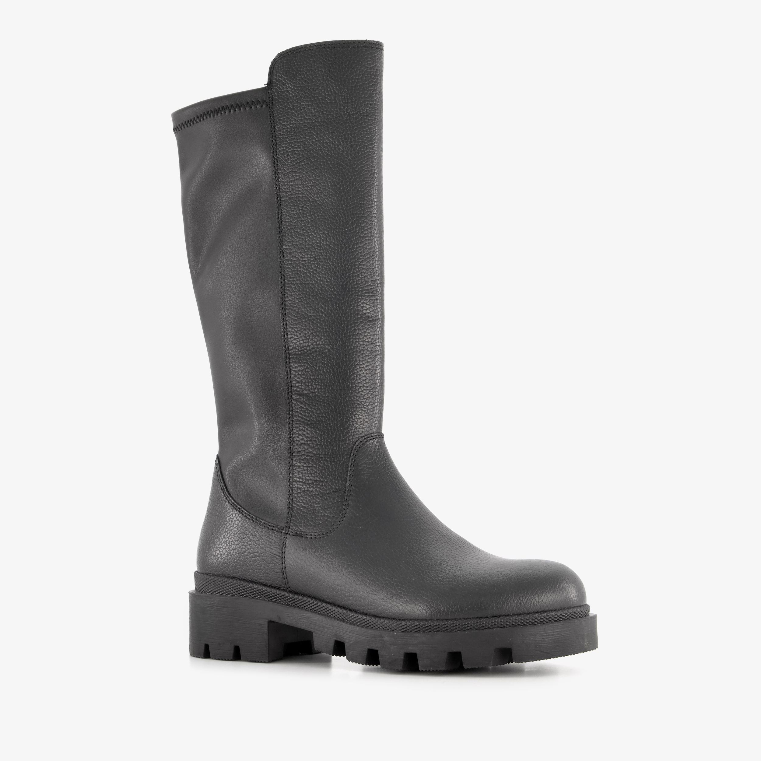 Groot hoge leren meisjes boots zwart
