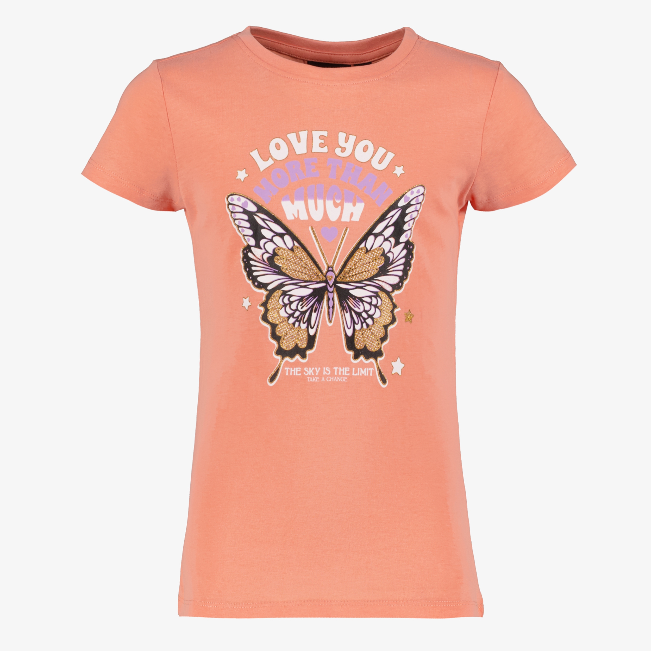 TwoDay meisjes T-shirt met vlinder oranje