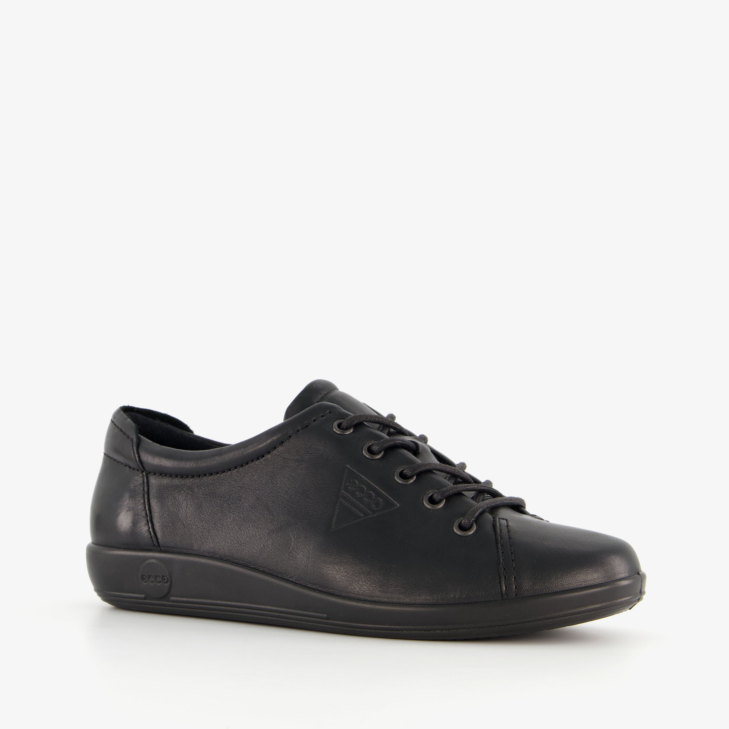 ECCO Soft 2.0 Classic leren dames sneakers zwart
