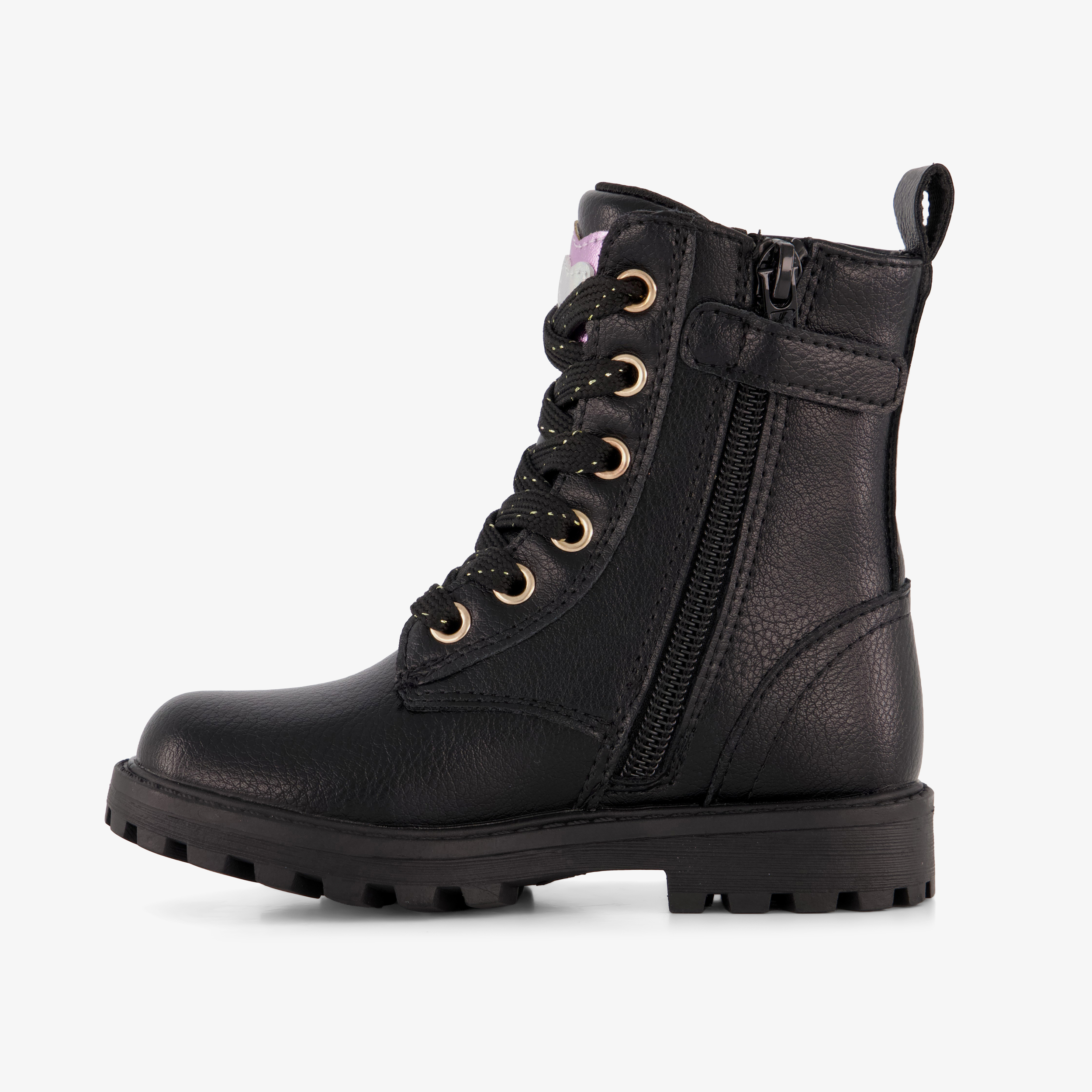 Blue Box meisjes veterboots met hartjes zwart