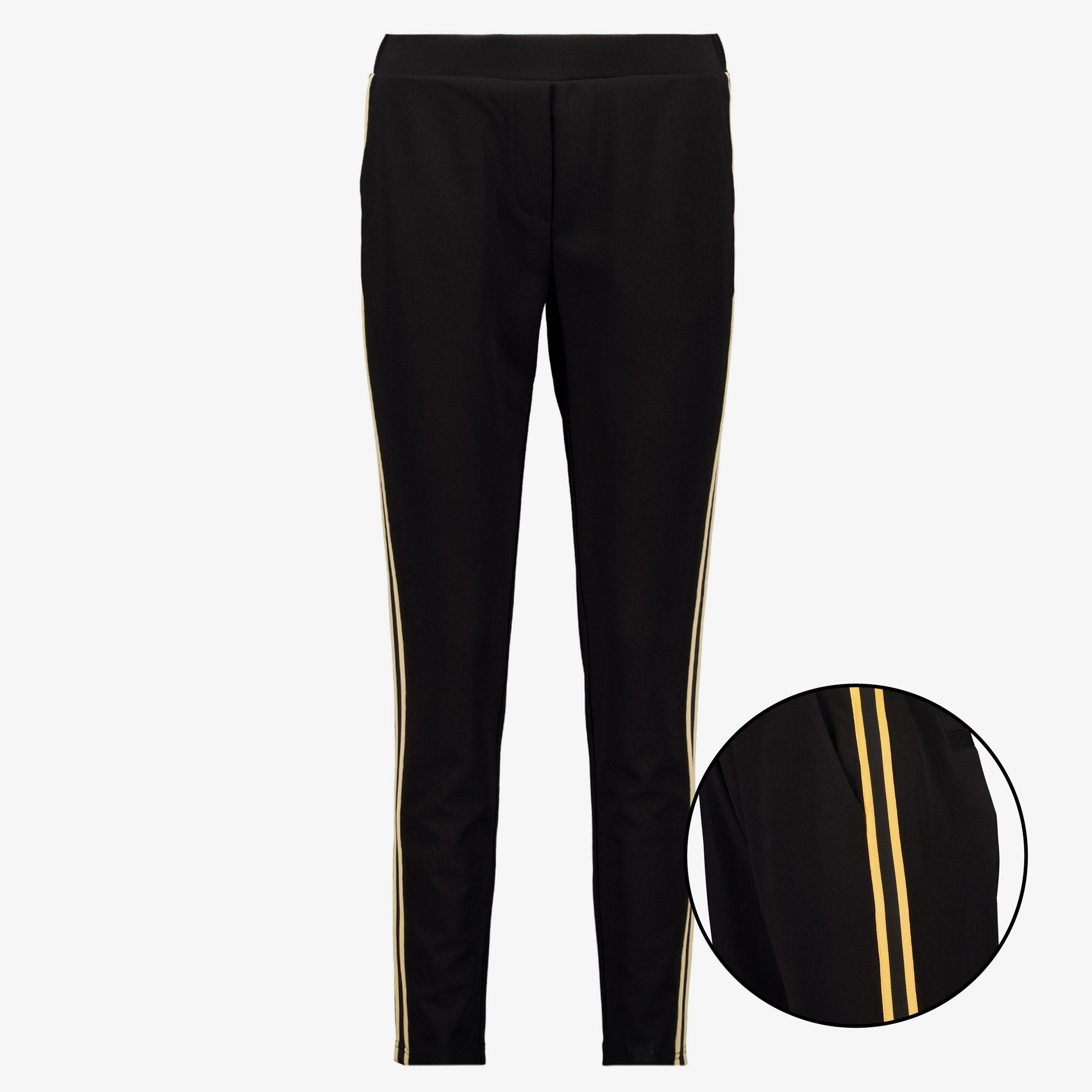 TwoDay zwarte dames pantalon met beige strepen