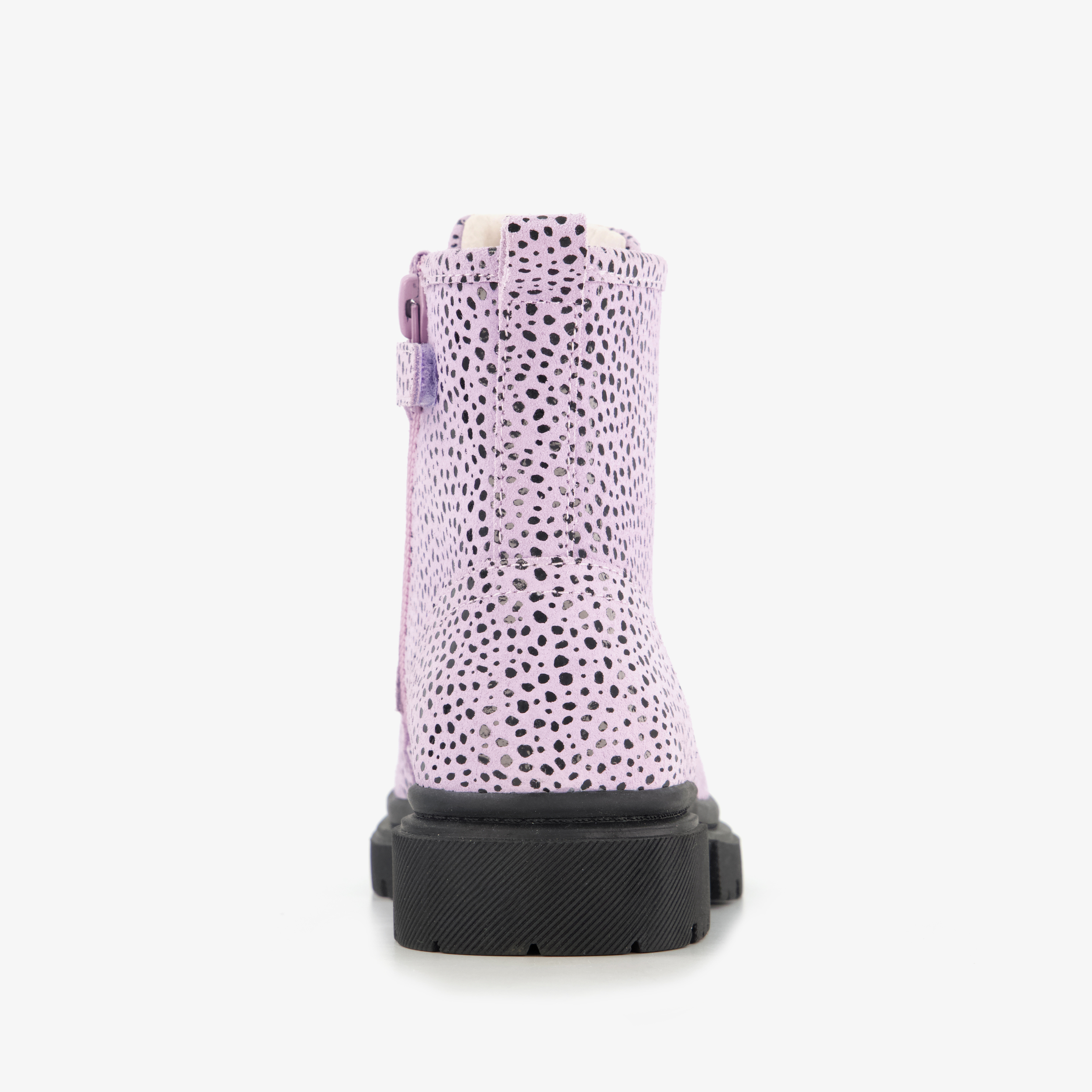 Stap leren meisjes veterboots roze met zwarte stipjes – foto 2