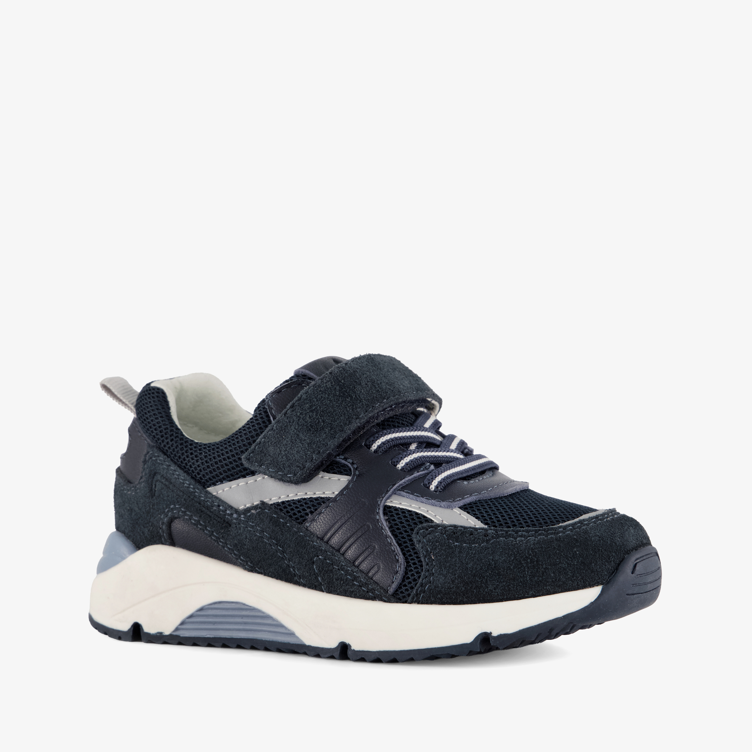Stap suède jongens sneakers donkerblauw