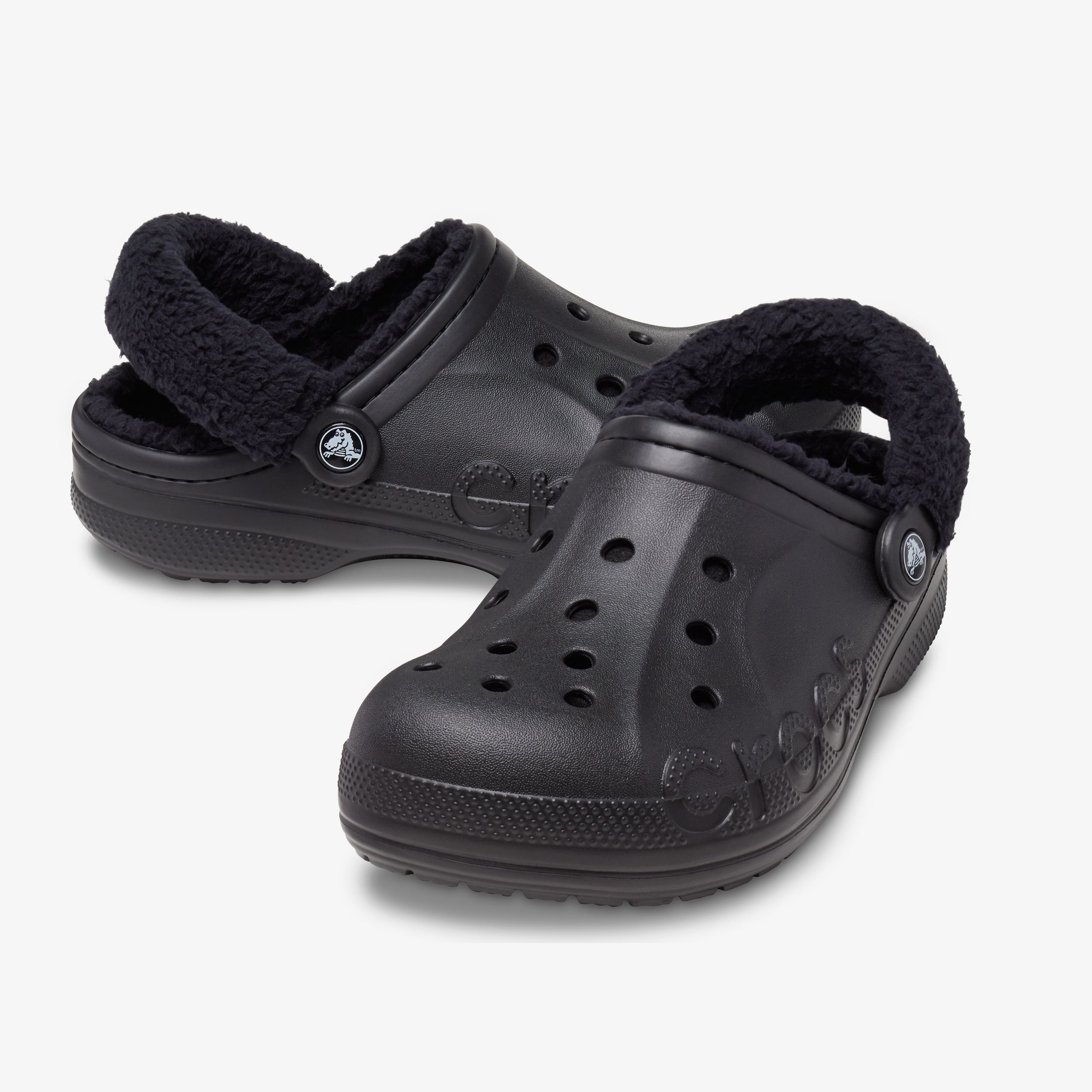 Crocs Baya Lined Fuzz Strap dames klompen zwart – foto 5