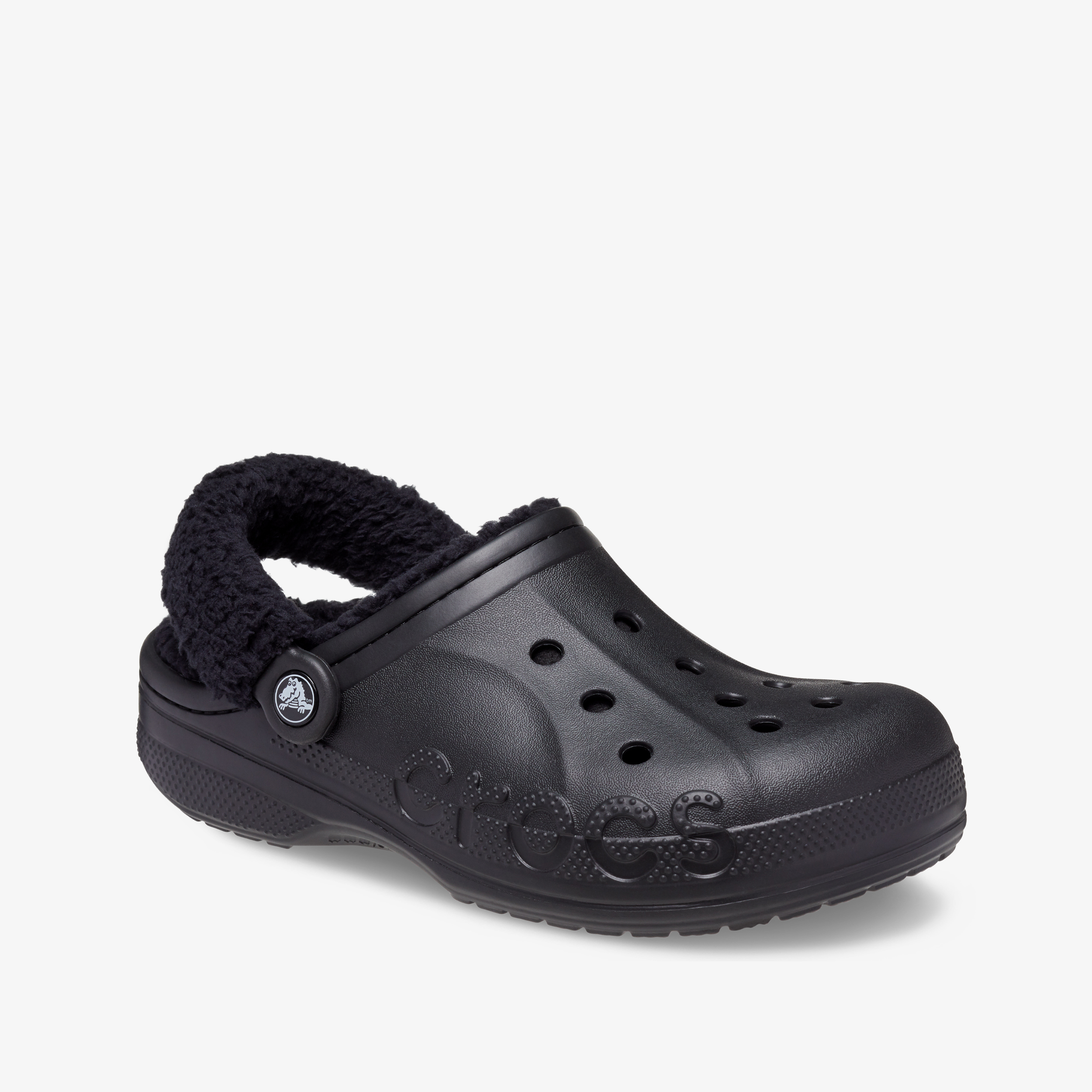 Crocs Baya Lined Fuzz Strap dames klompen zwart