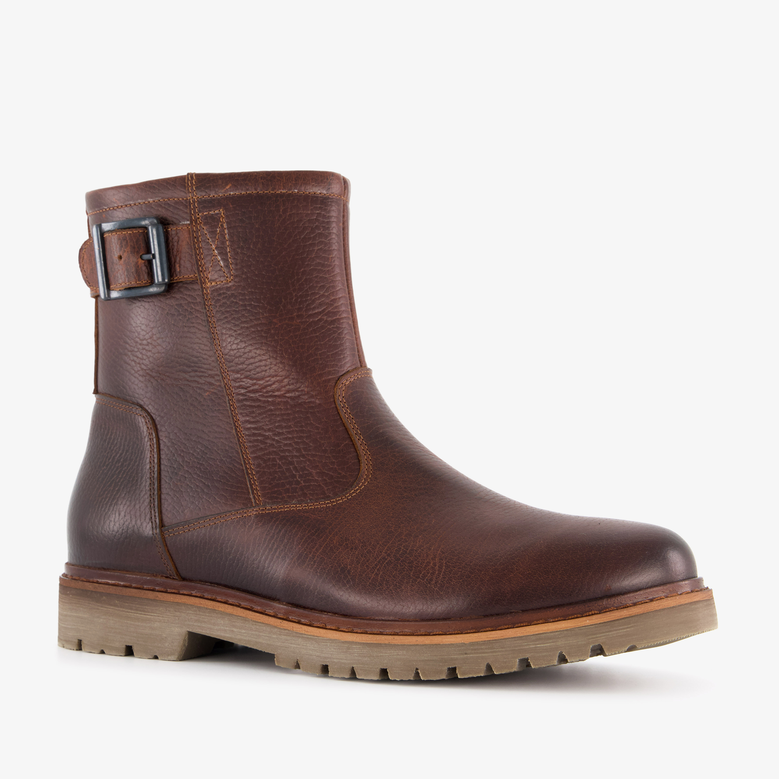 Output gevoerde leren heren boots donkerbruin