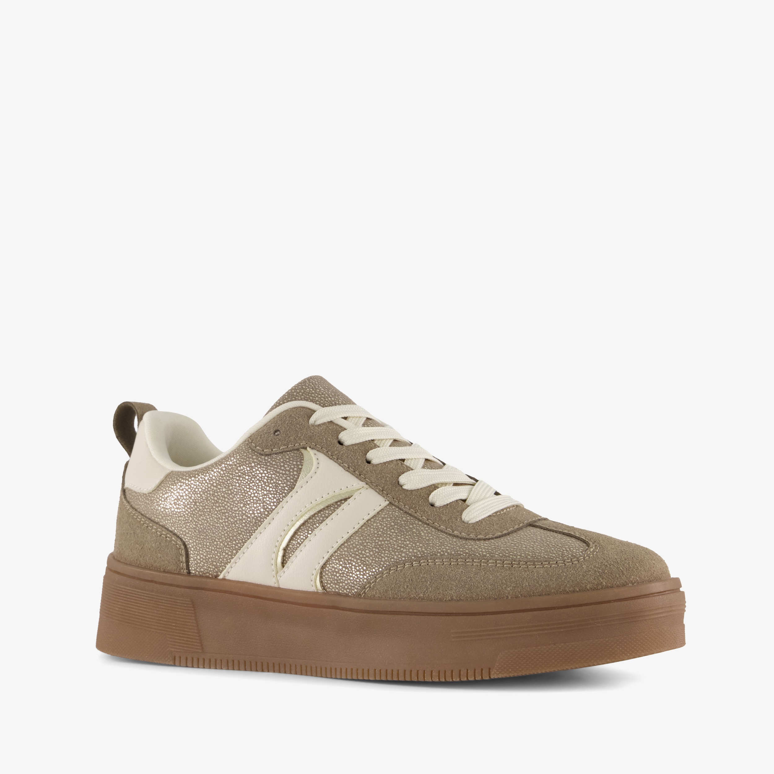 Blue Box metallic dames sneakers beige
