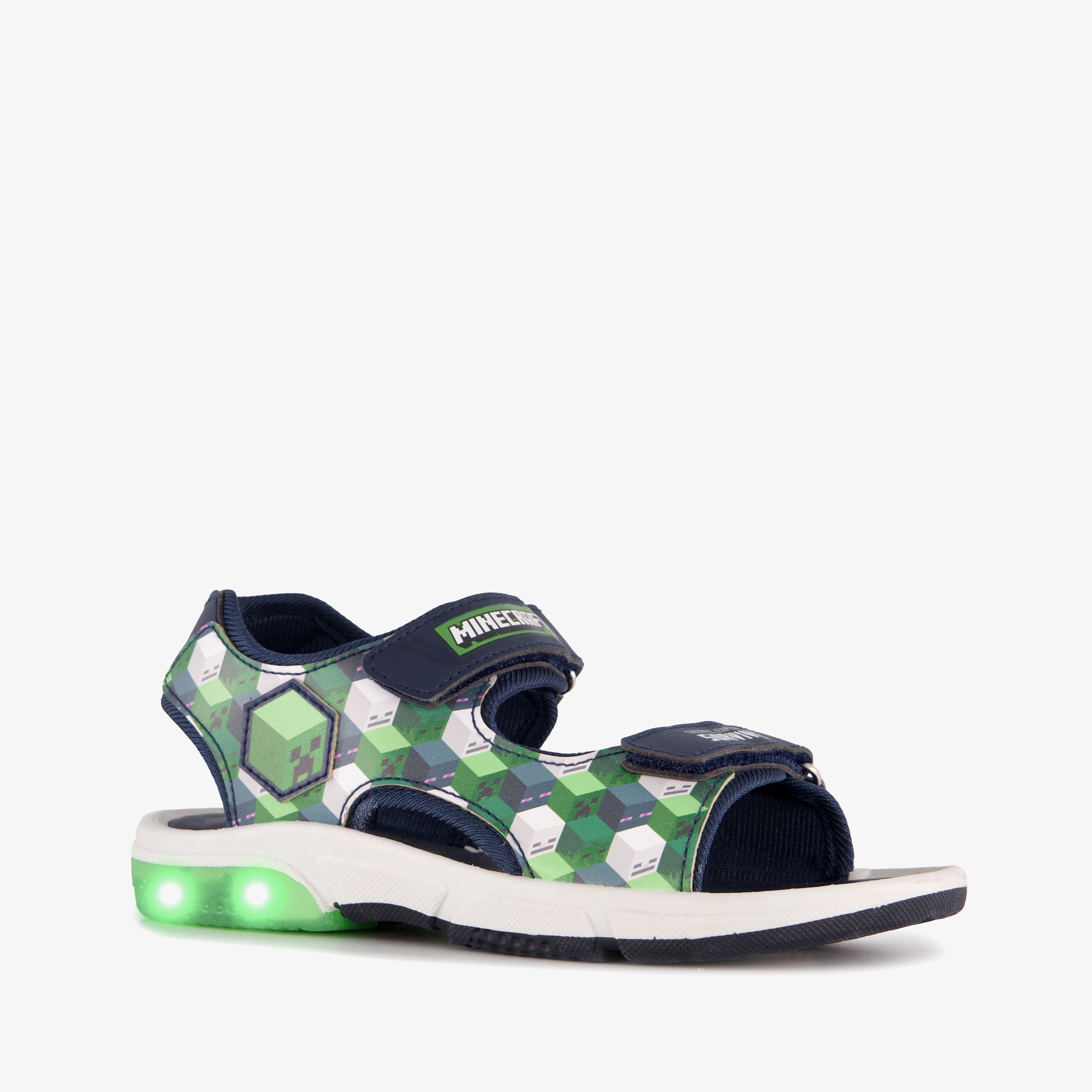 Minecraft jongens sandalen met lichtjes blauw