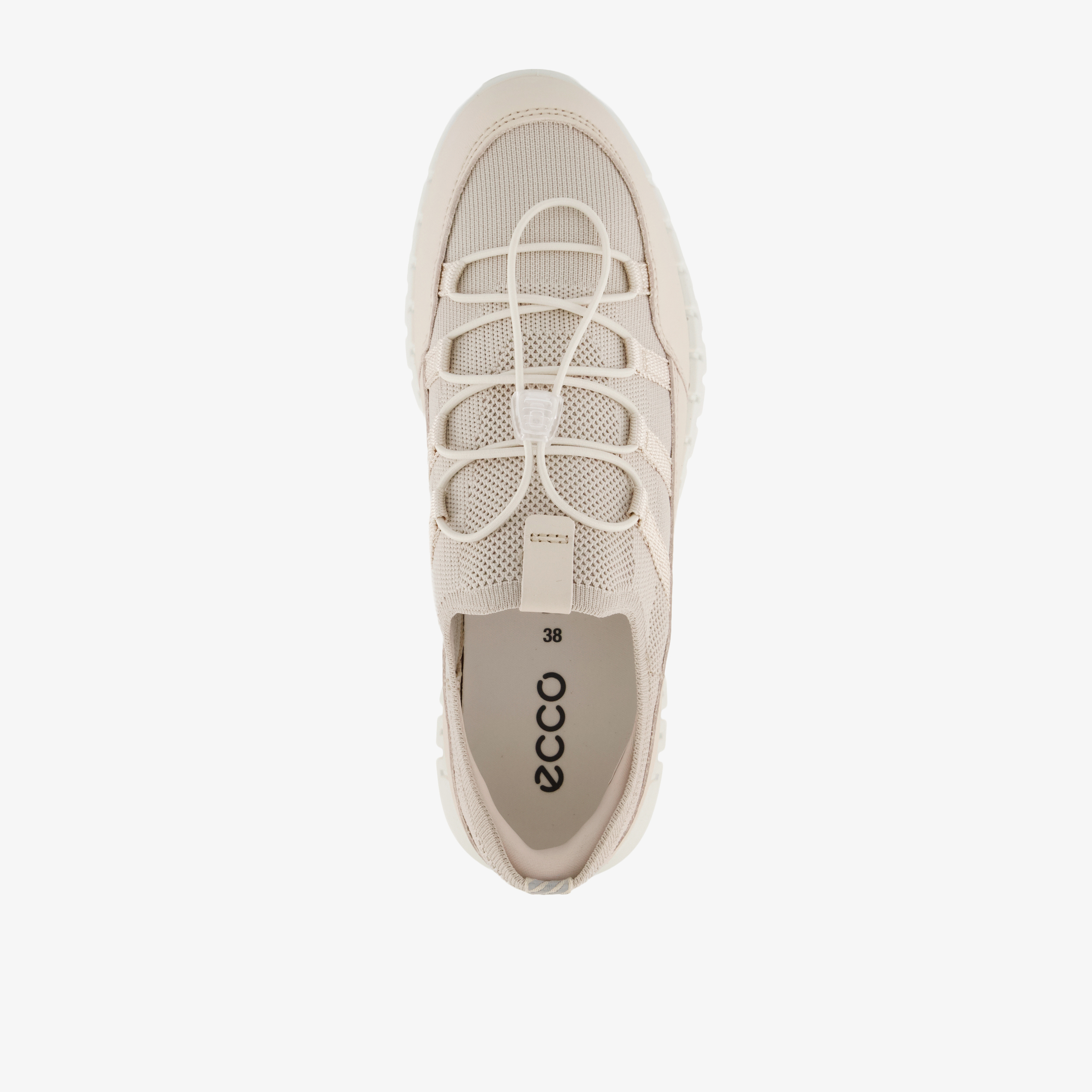 ECCO Gruuv Lite W Limestone leren dames sneakers beige – foto 4
