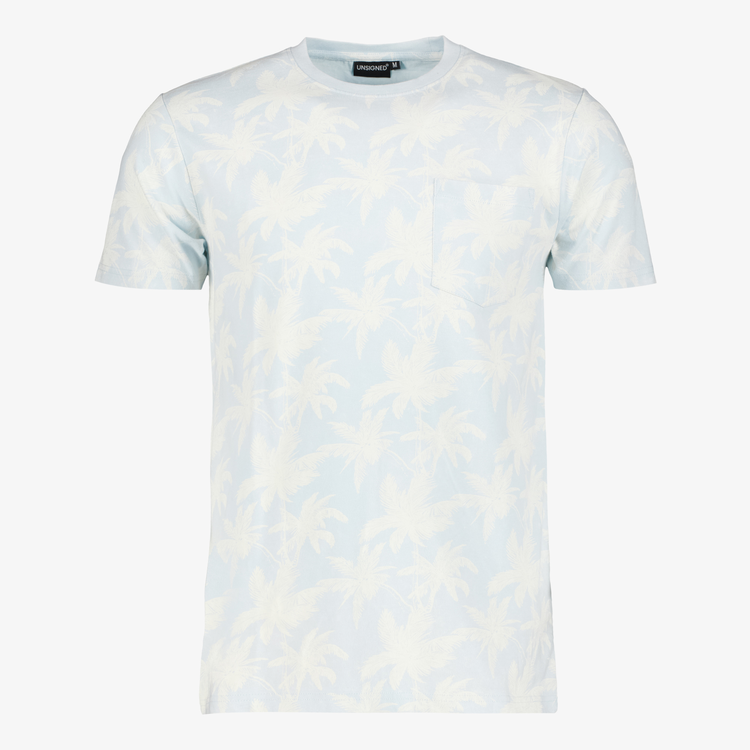 Unsigned heren T-shirt met palmbomen lichtblauw t-shirts & tops