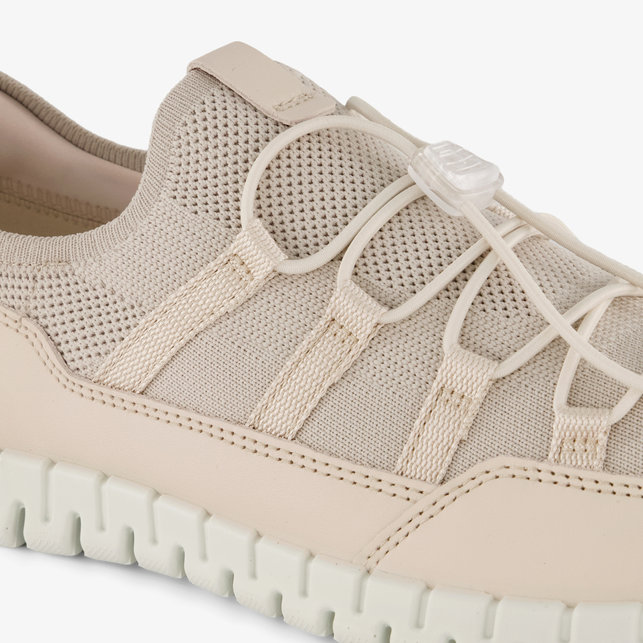 ECCO Gruuv Lite W Limestone leren dames sneakers beige – foto 5
