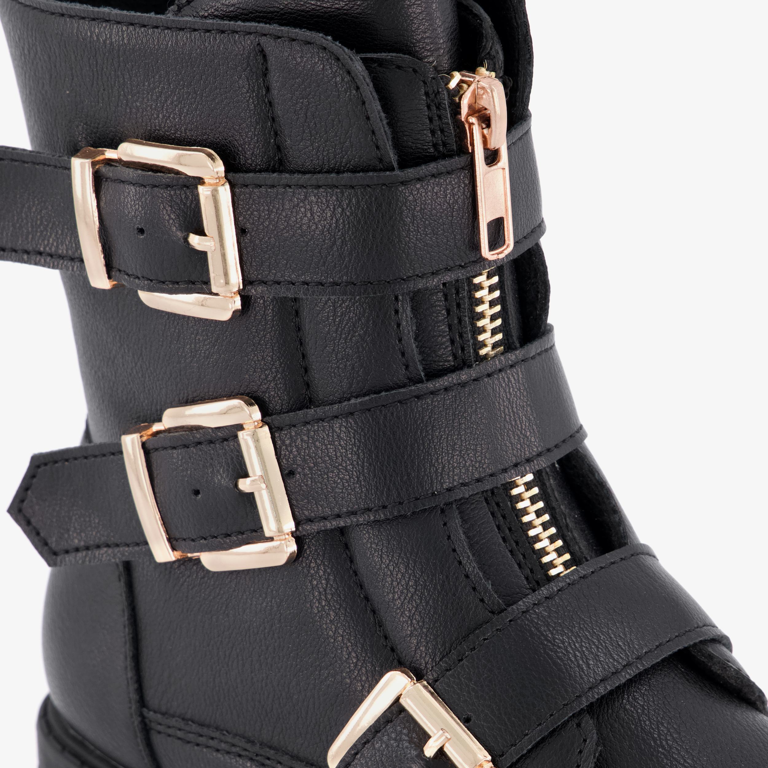 Blue Box meisjes biker boots met gespen zwart – foto 5