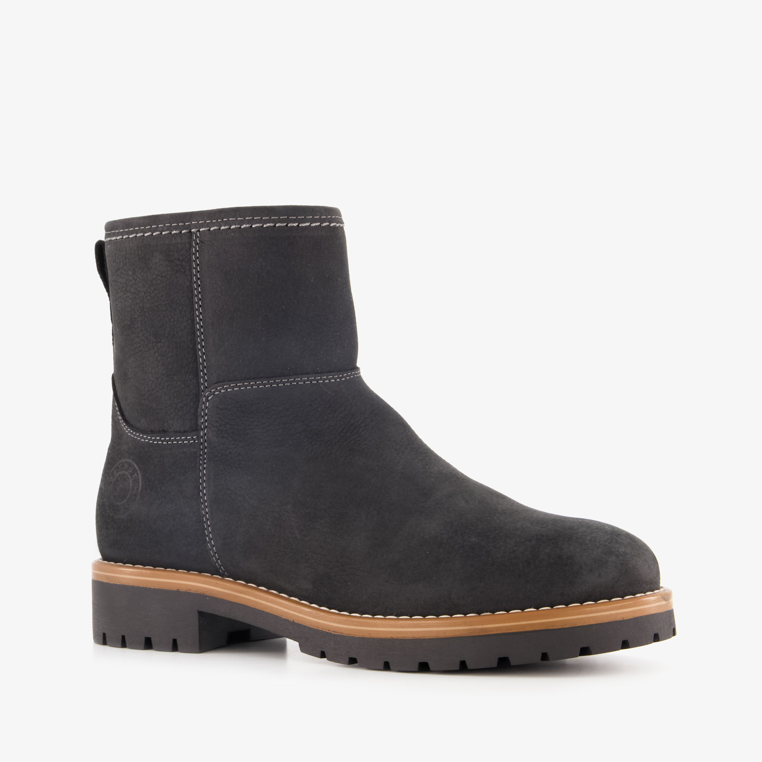 Output leren dames boots zwart enkellaarzen