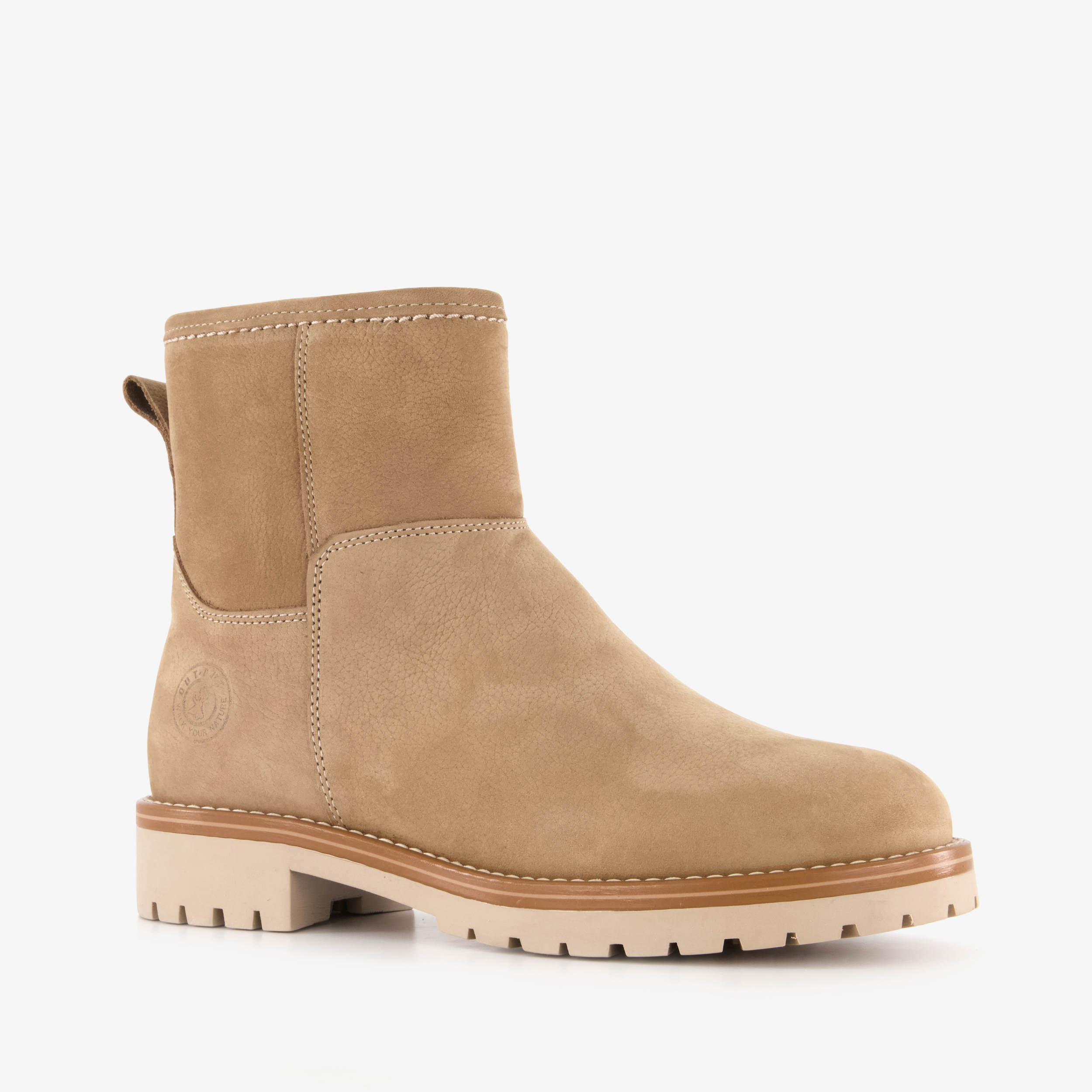 Output leren dames boots beige enkellaarzen