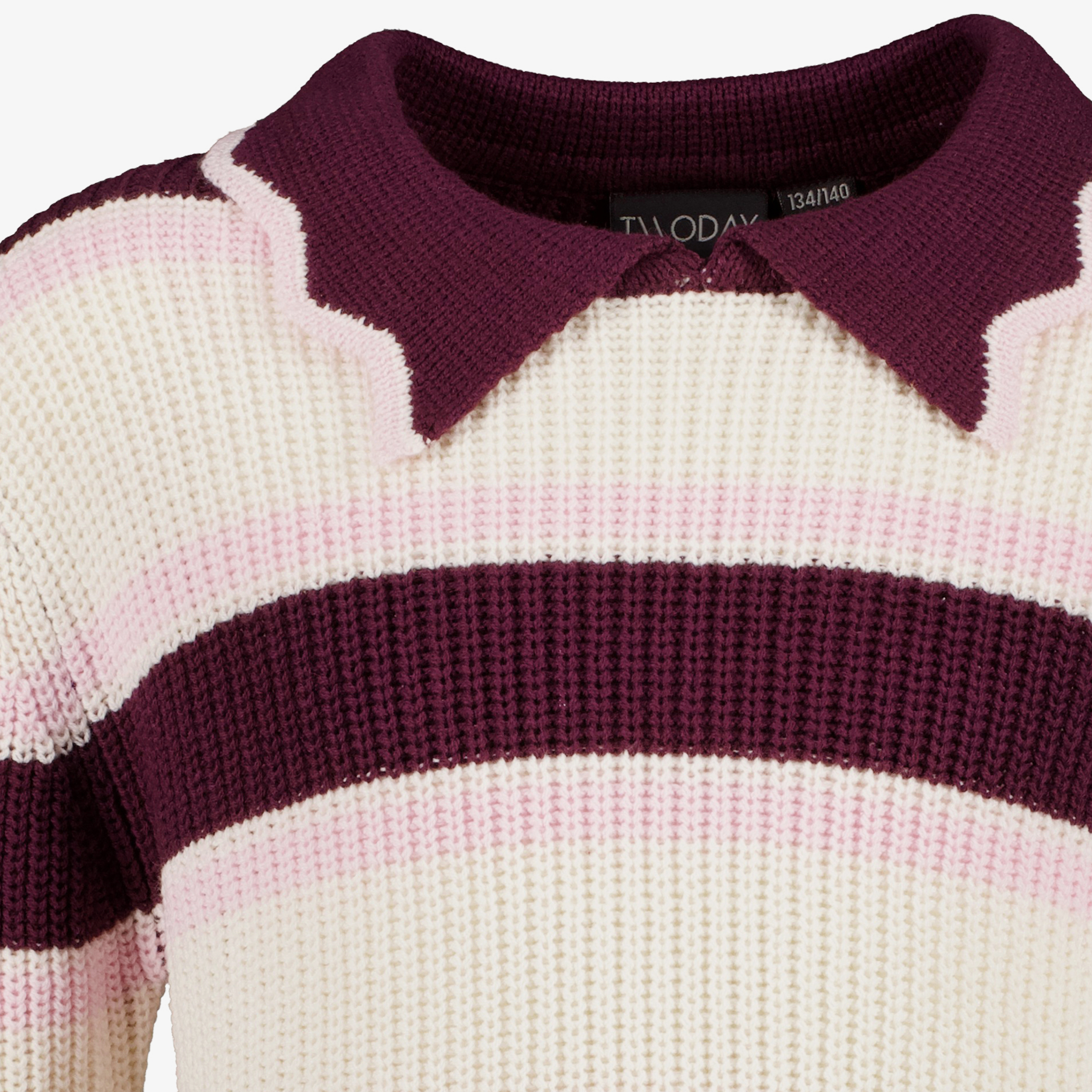 TwoDay gebreide meisjes trui met kraagje wit roze bordeaux truien & vesten – foto 2