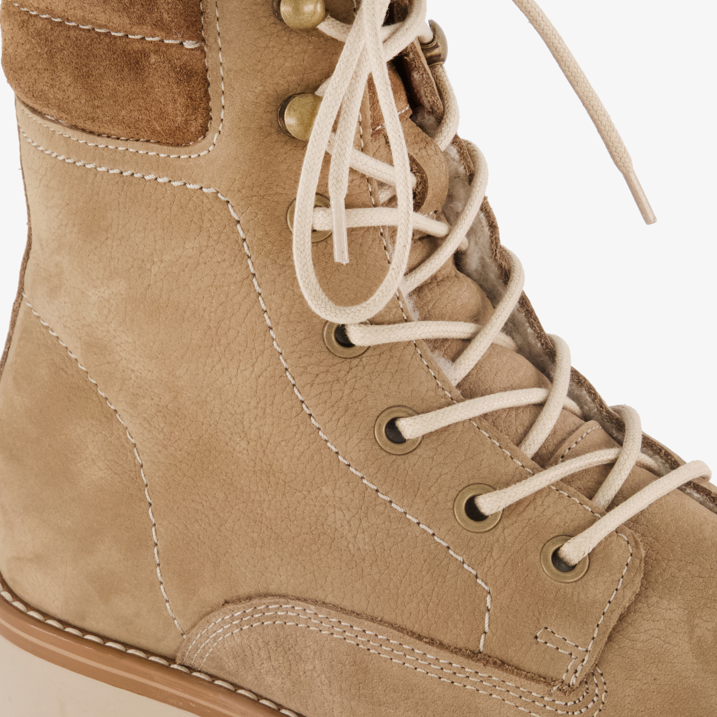 Output leren dames veterboots beige – foto 5