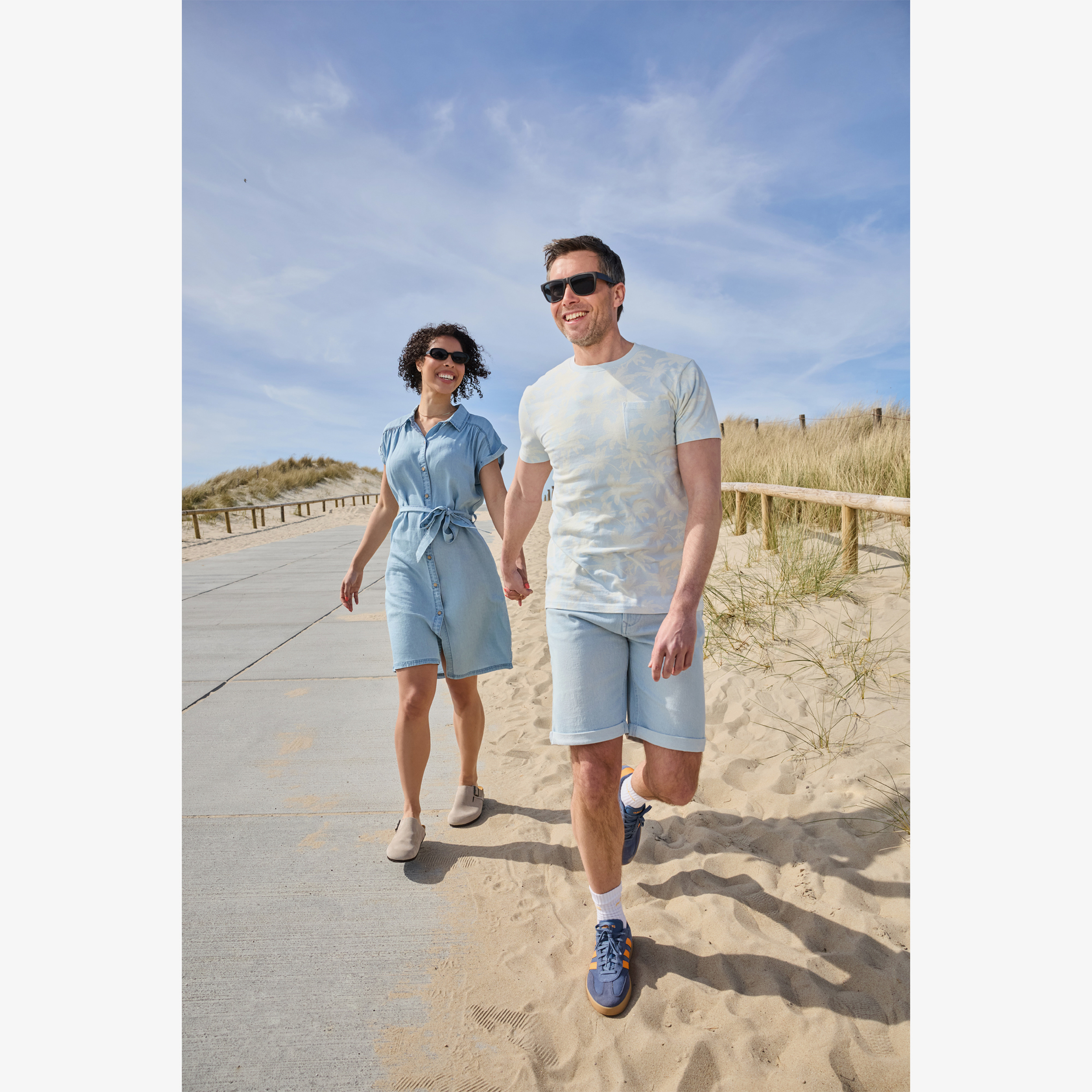 Unsigned heren T-shirt met palmbomen lichtblauw t-shirts & tops – foto 3