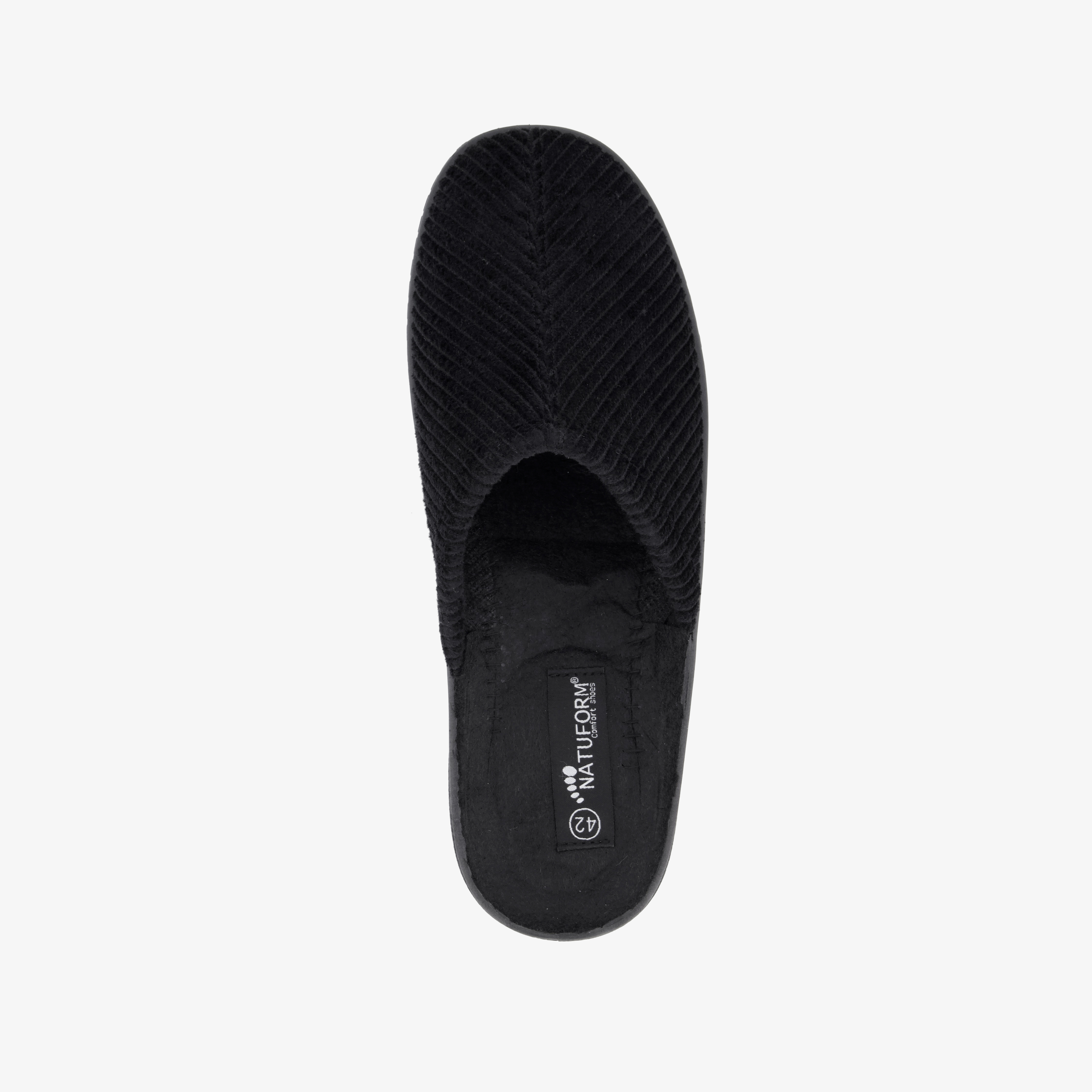 Natuform heren instap pantoffels ribstof zwart – foto 4
