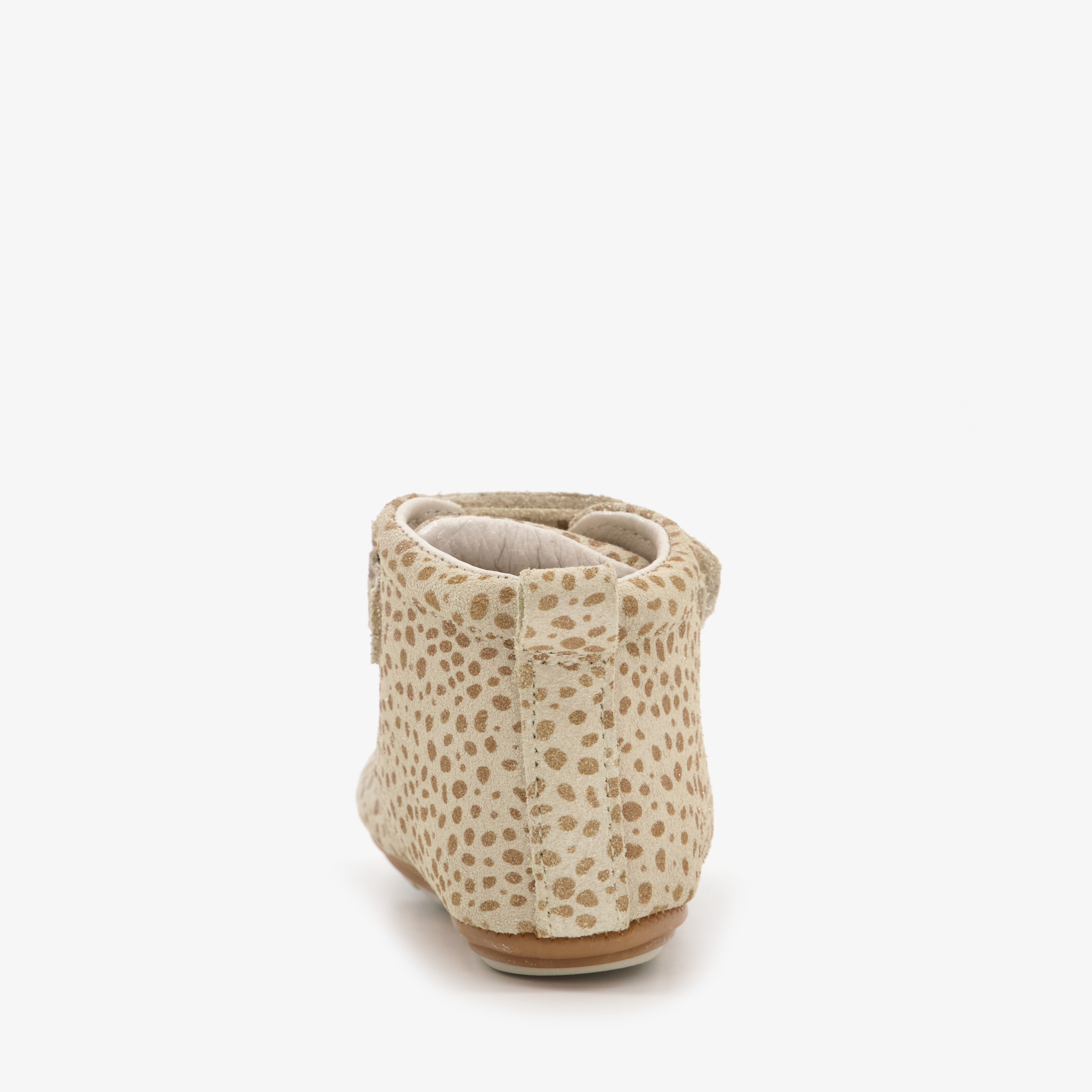 Groot leren babyschoenen beige met stippenprint meisjes – foto 3